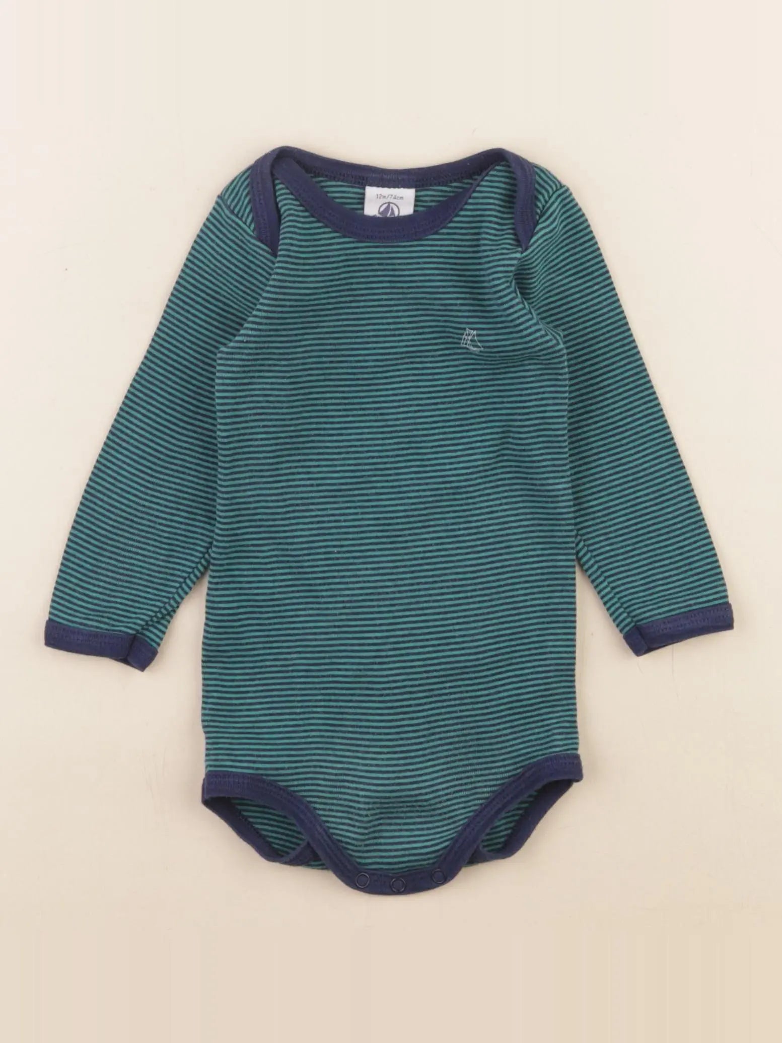 Petit Bateau - body vert - 12 mois