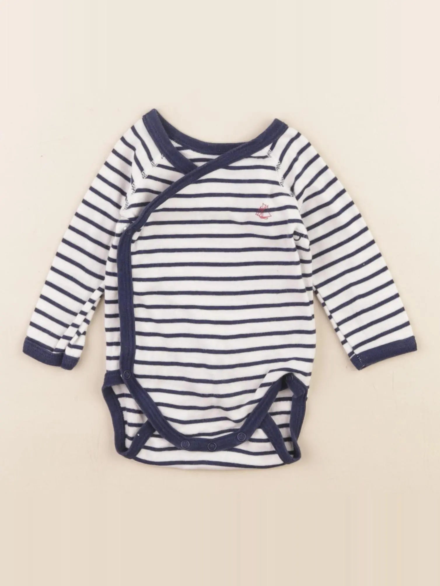 Petit Bateau - body bleu, blanc - 3 mois