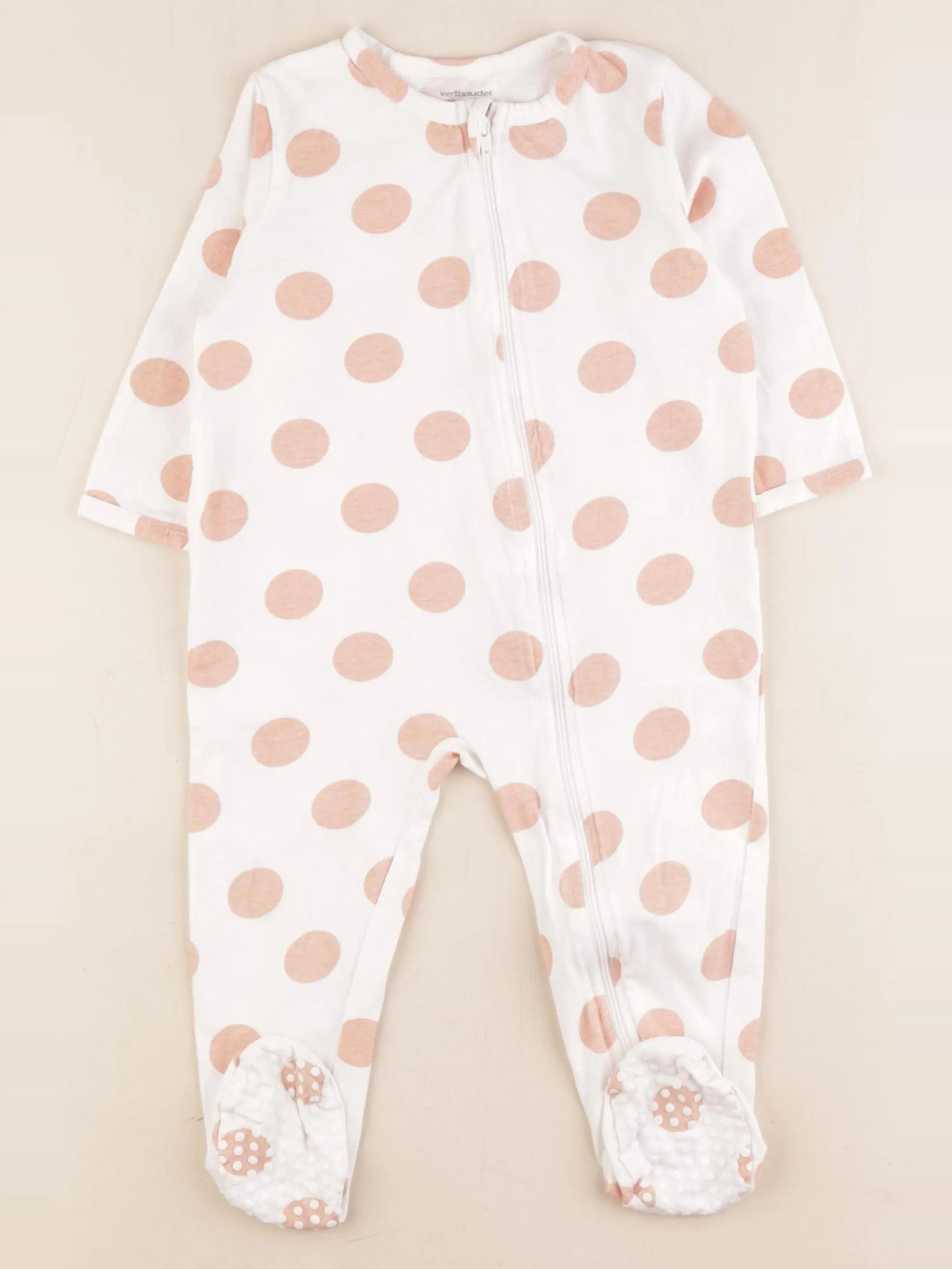 Vertbaudet - pyjama coton blanc, rose - 18 mois
