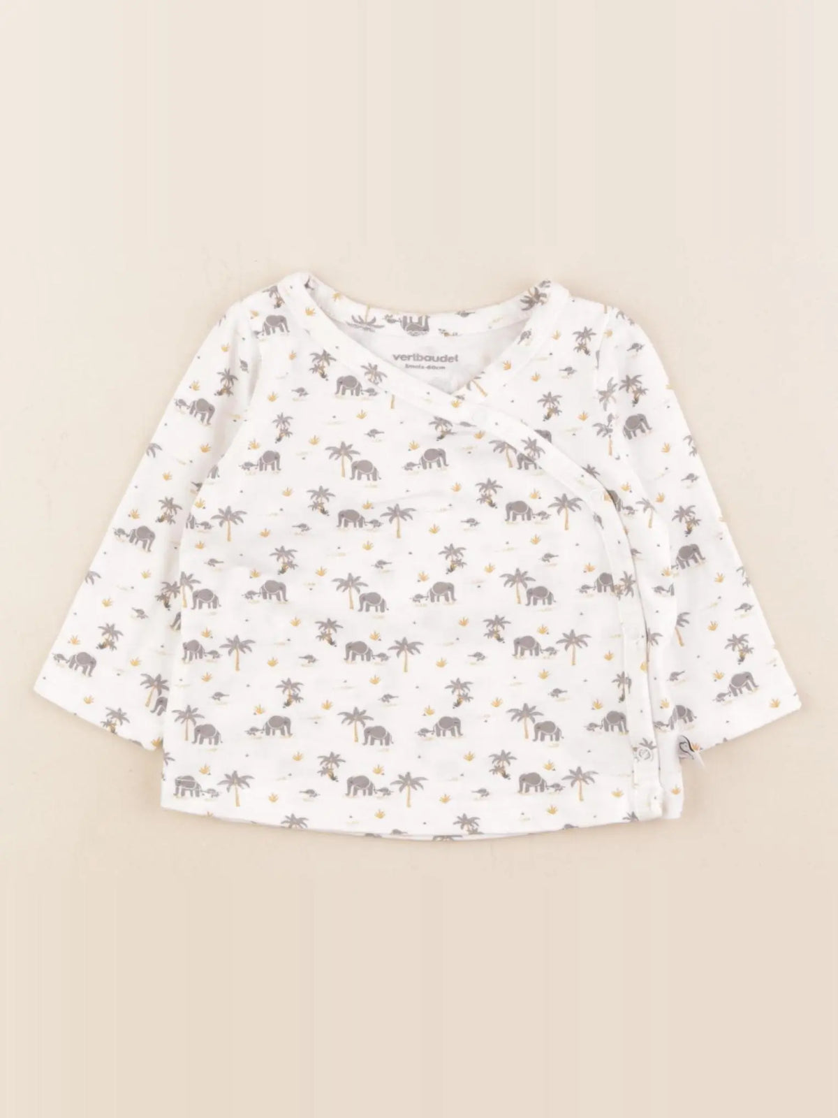 Vertbaudet - tee-shirt blanc, gris - 3 mois