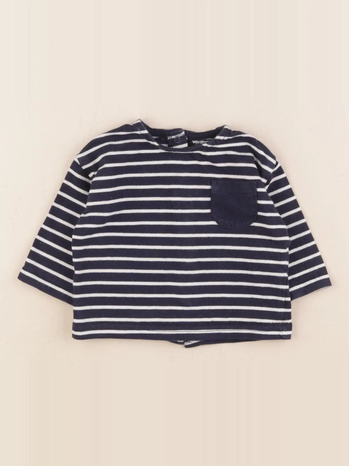 Vertbaudet - tee-shirt blanc, bleu - 3 mois