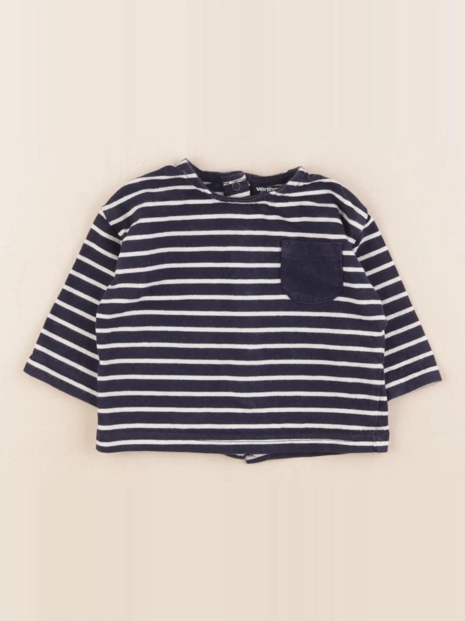 Vertbaudet - tee-shirt blanc, bleu - 3 mois