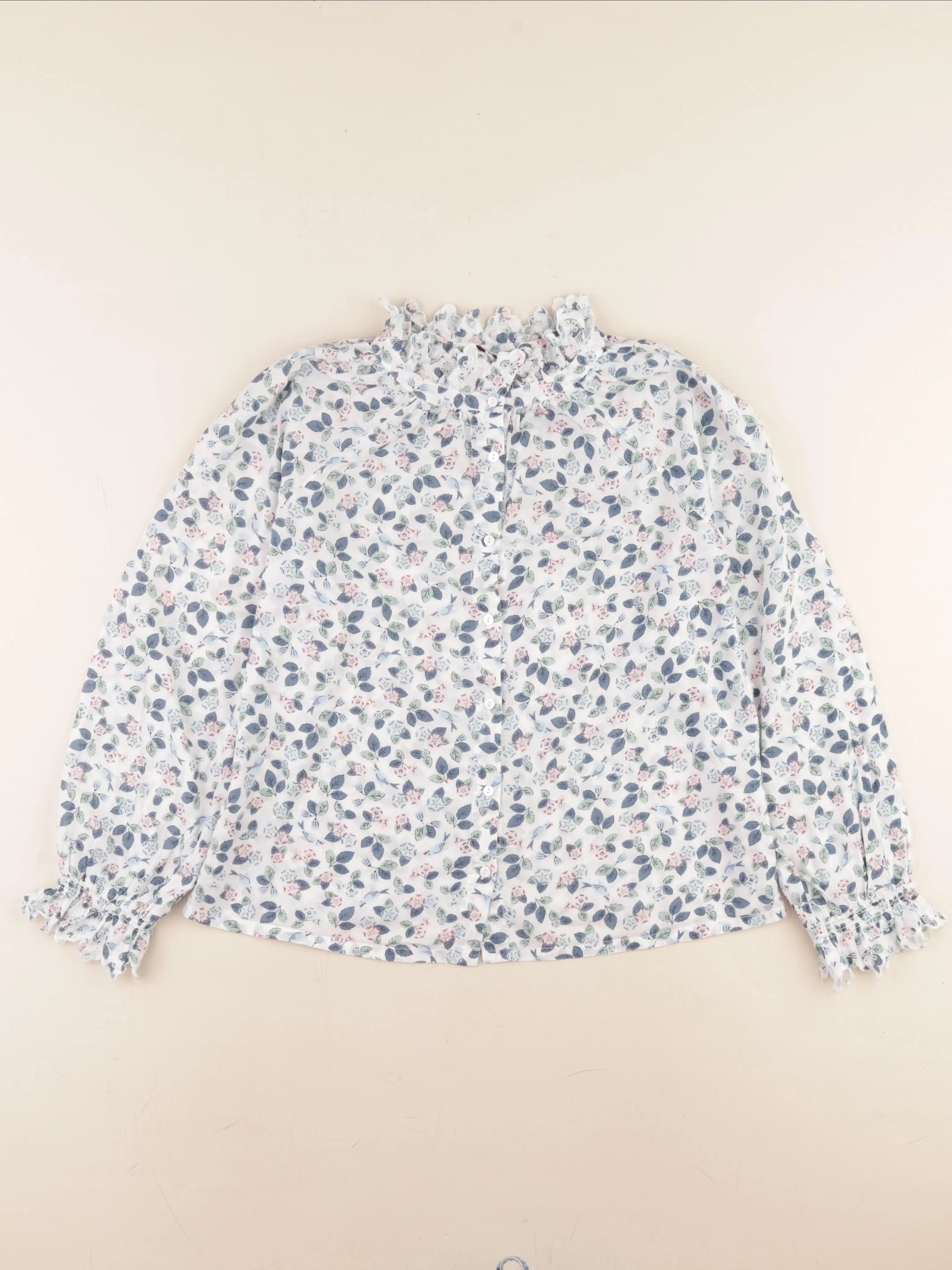 Cyrillus - blouse bleu, rose - 12 ans