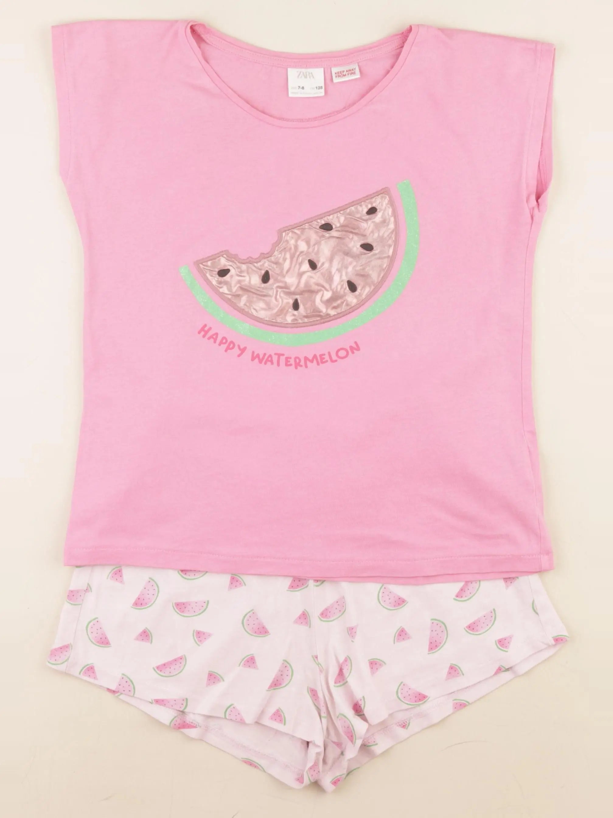 Zara - pyjama coton rose - 7/8 ans