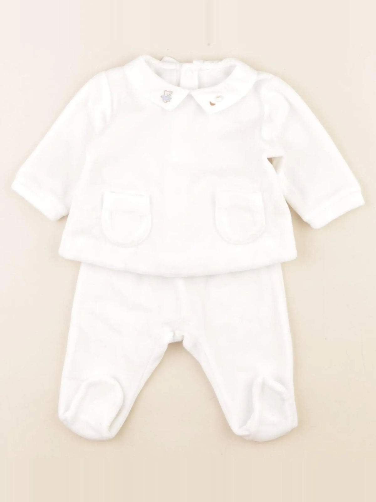 Jacadi - pyjama velours blanc - 3 mois
