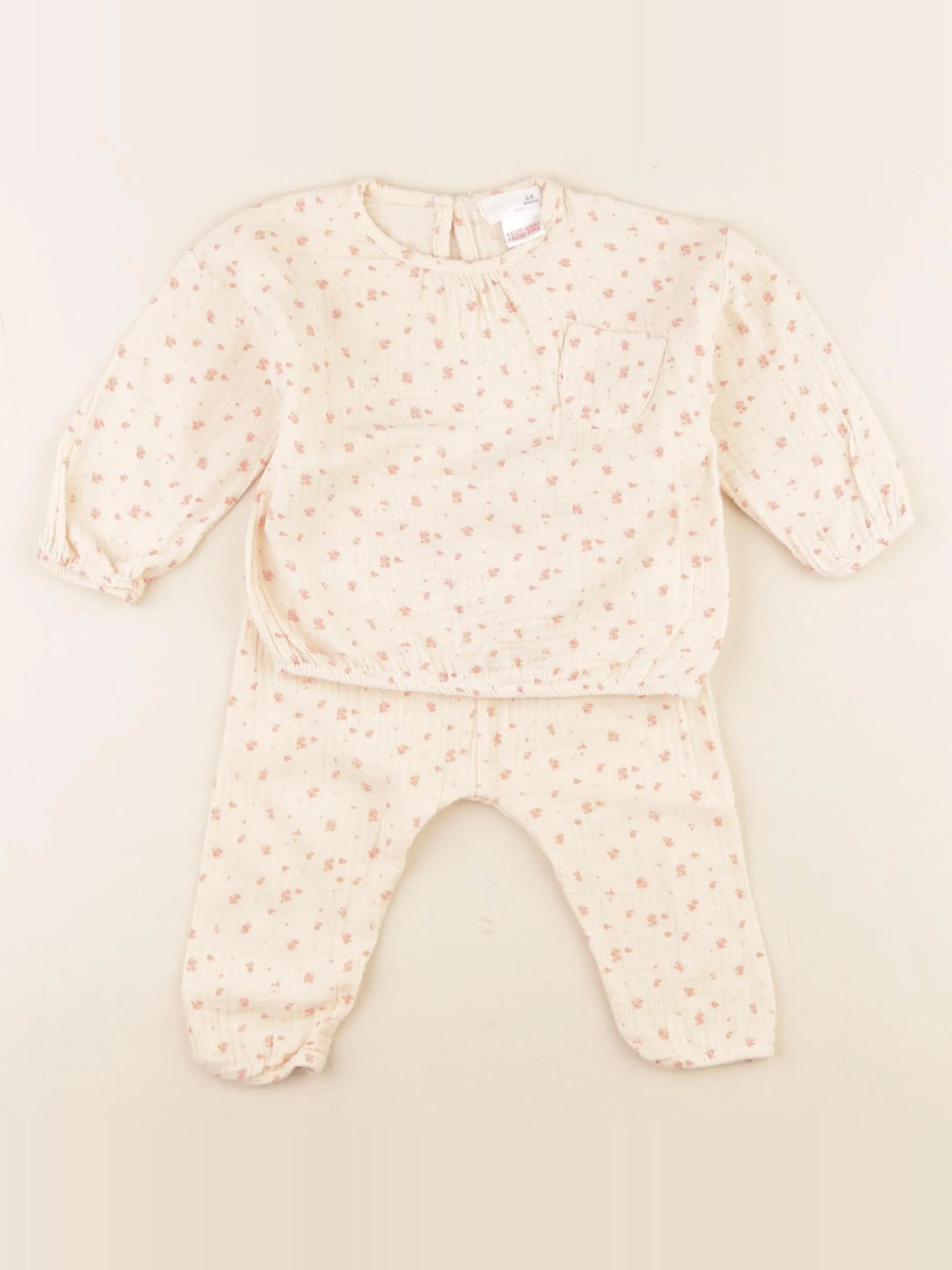 Zara - ensemble orange, rose - 3/6 mois
