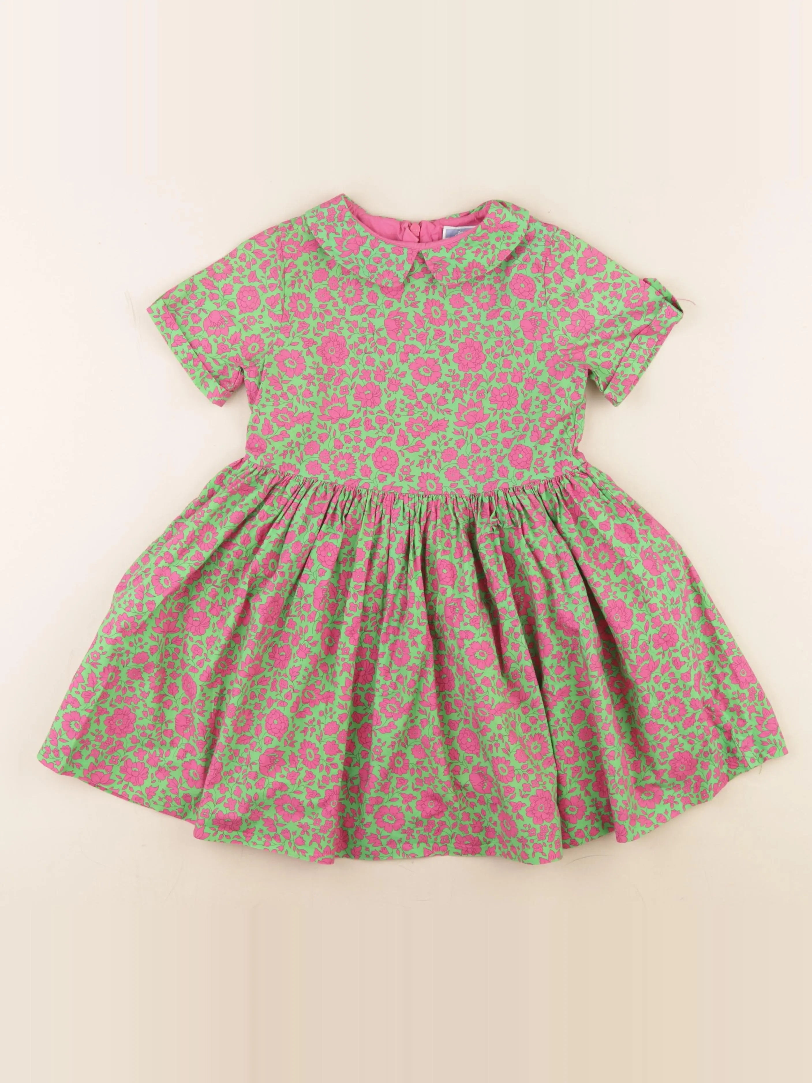 Jacadi - robe liberty vert, rose - 5 ans