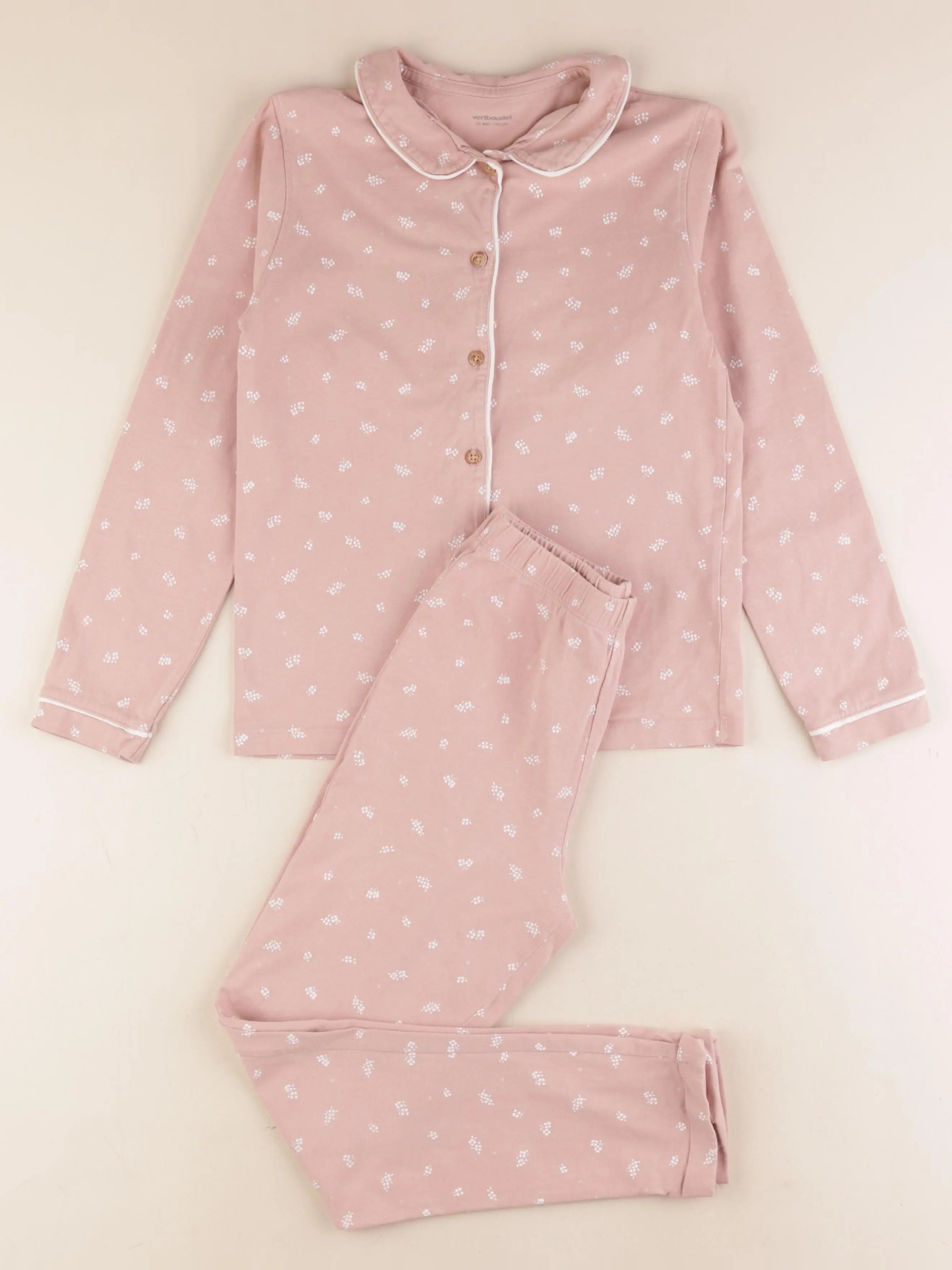 Vertbaudet - pyjama coton rose - 10 ans