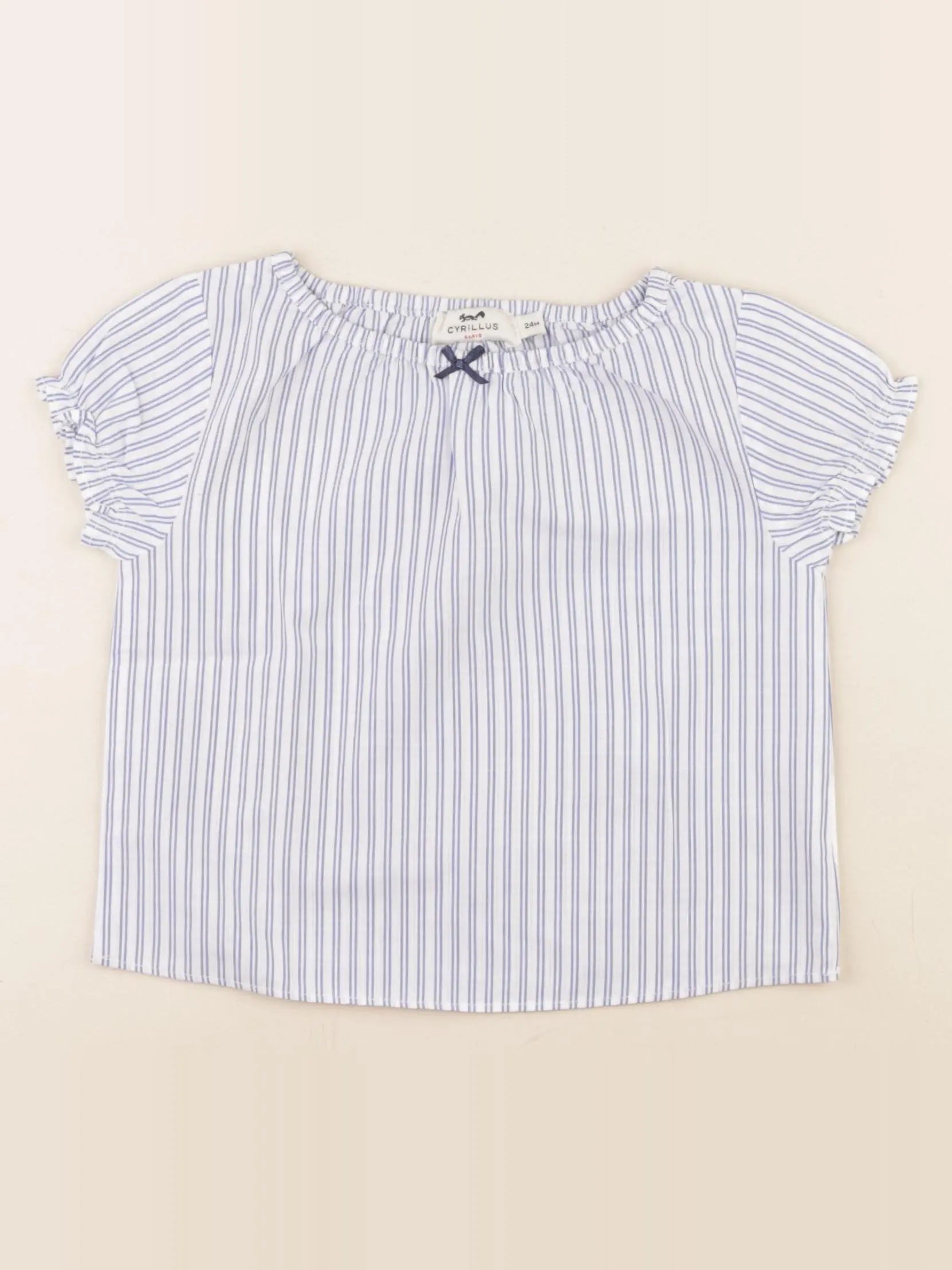 Cyrillus - blouse blanc, bleu - 24 mois
