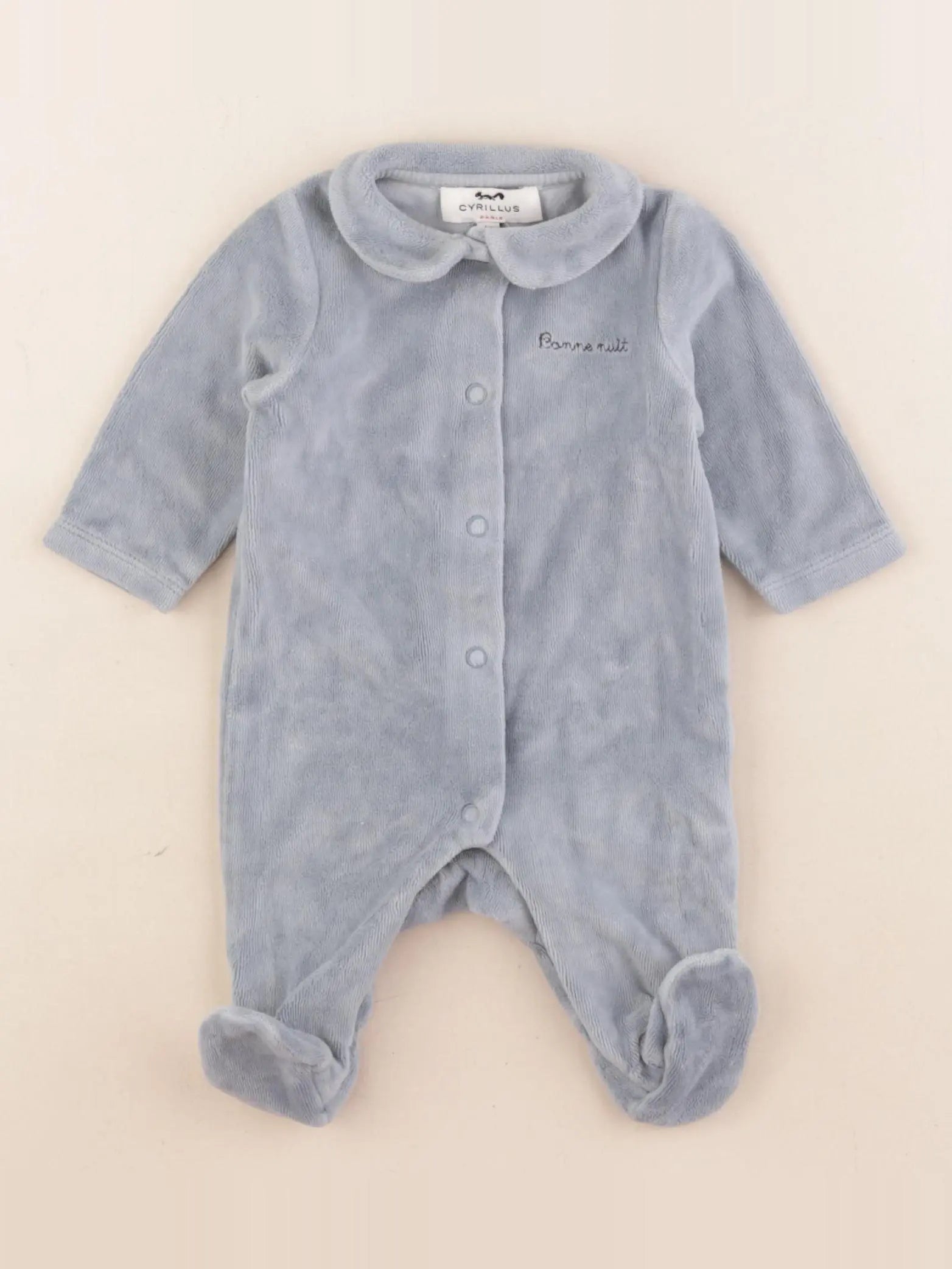 Cyrillus - pyjama velours bleu - 1 mois