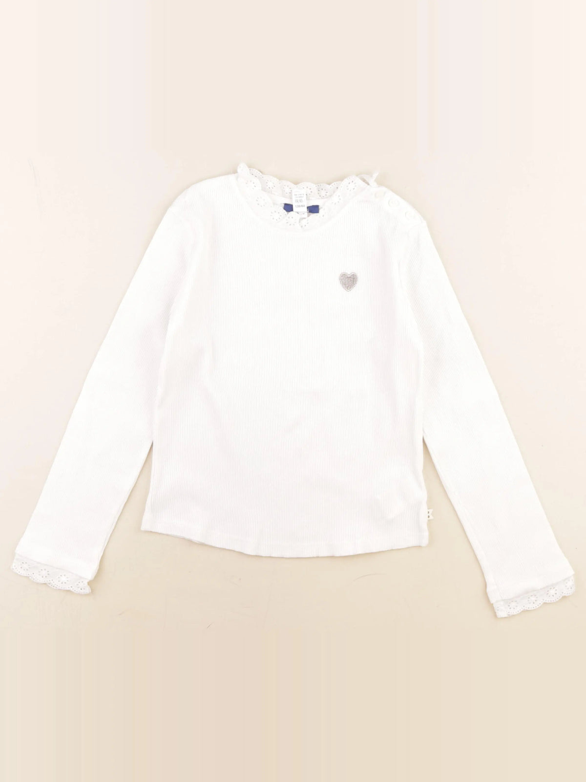 Okaidi - tee-shirt blanc, argent - 8 ans