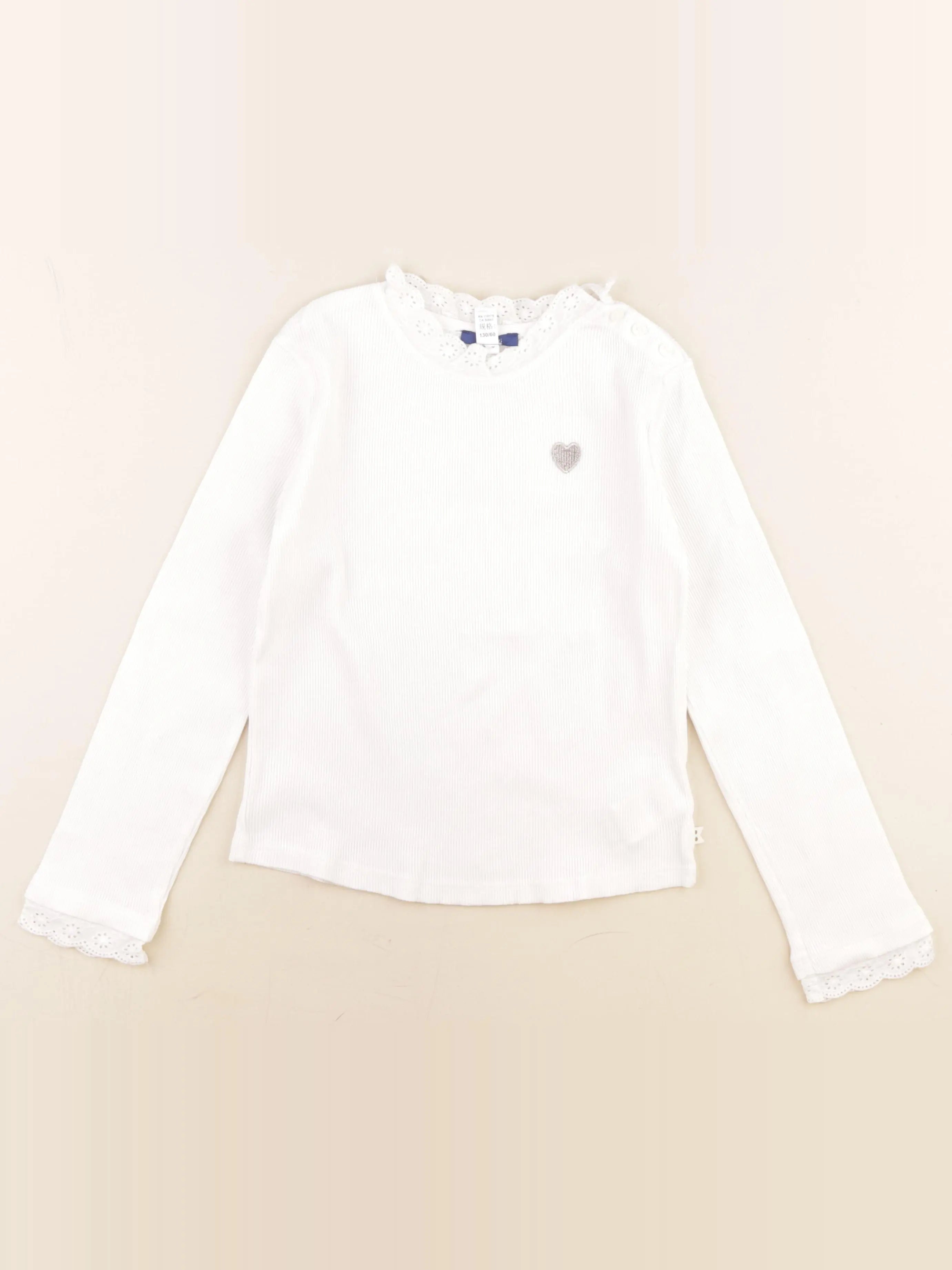 Okaidi - tee-shirt blanc, argent - 8 ans