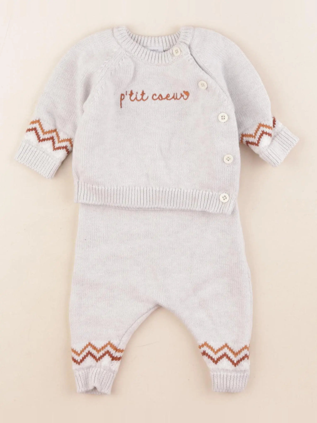 Petit Bateau - ensemble gris - 1 mois