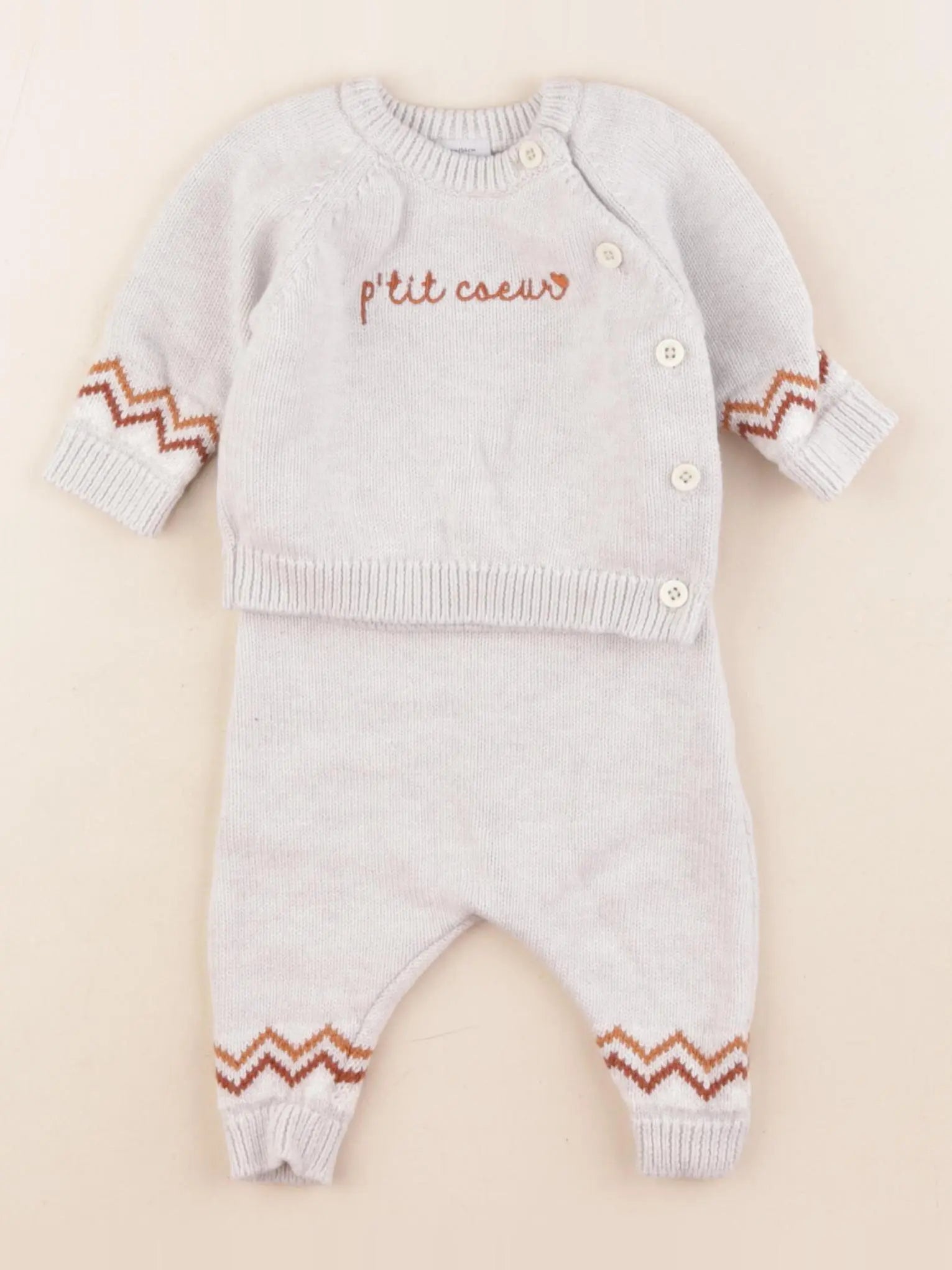 Petit Bateau - ensemble gris - 1 mois