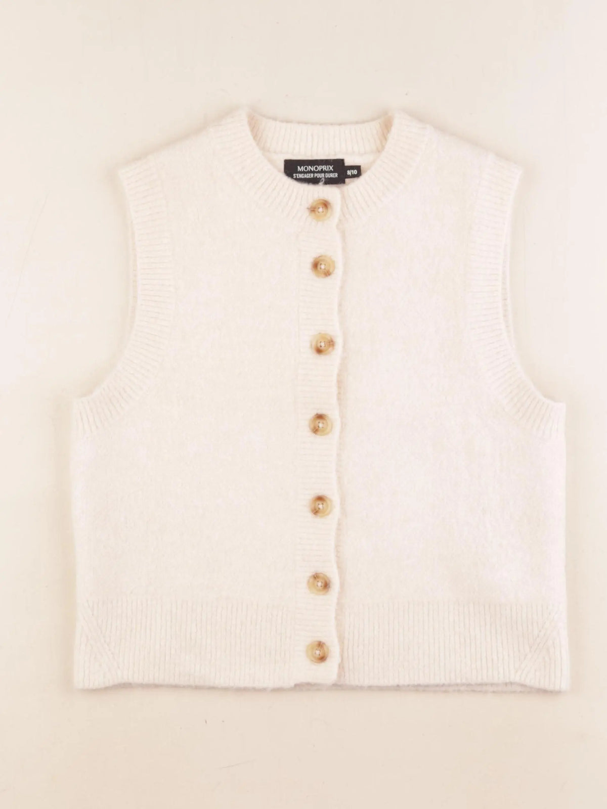 Monoprix - gilet beige - 8/10 ans