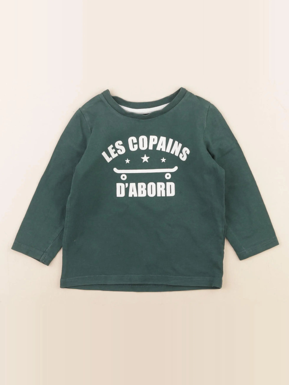 Vertbaudet - tee-shirt velours vert - 2 ans
