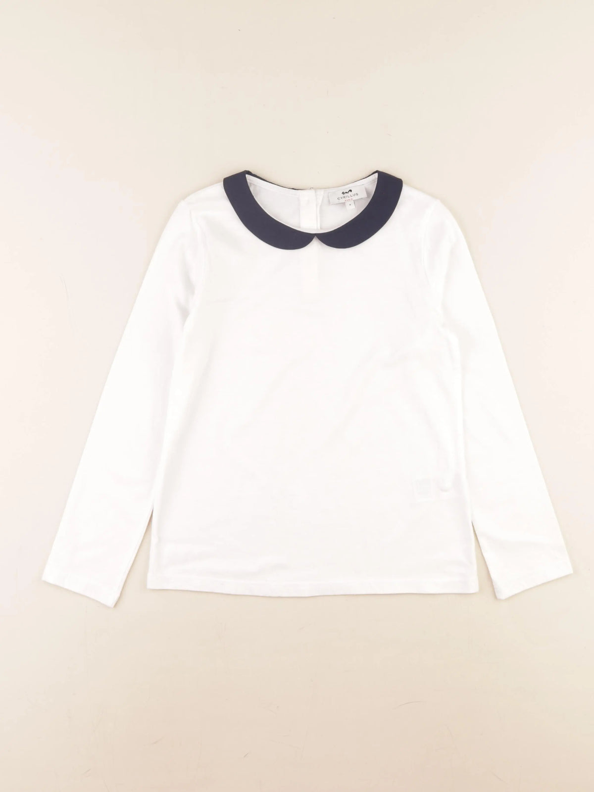 Cyrillus - tee-shirt blanc, bleu - 8 ans