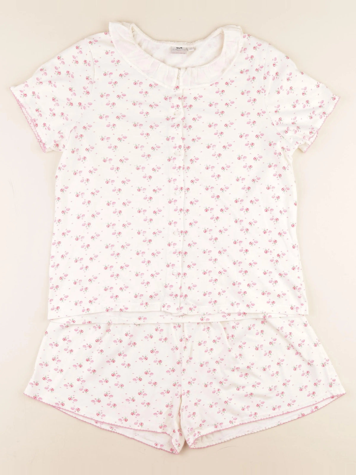 Cyrillus - pyjama coton beige, rose - 14 ans