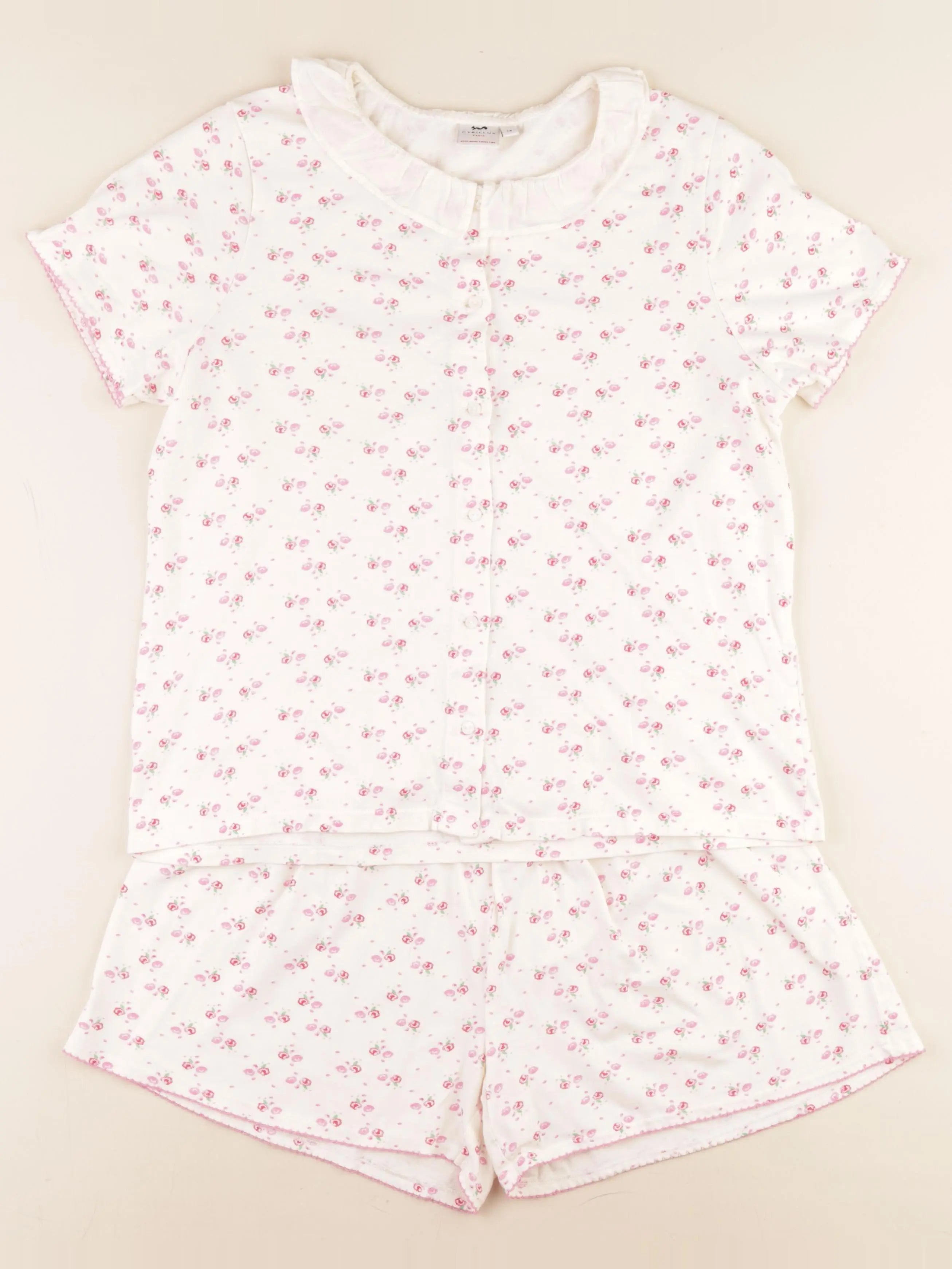 Cyrillus - pyjama coton beige, rose - 14 ans