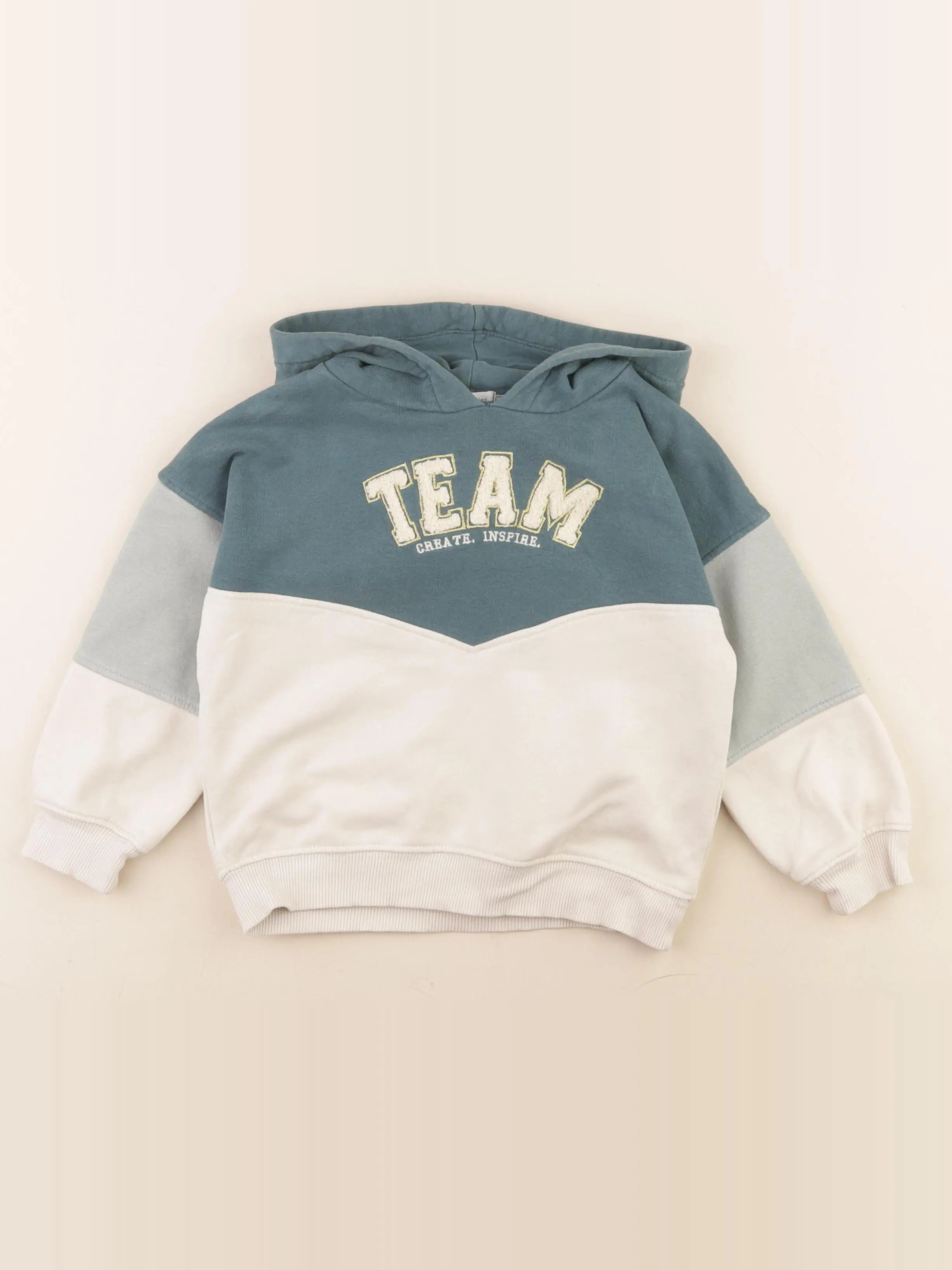 Vertbaudet - sweat blanc, vert - 4 ans