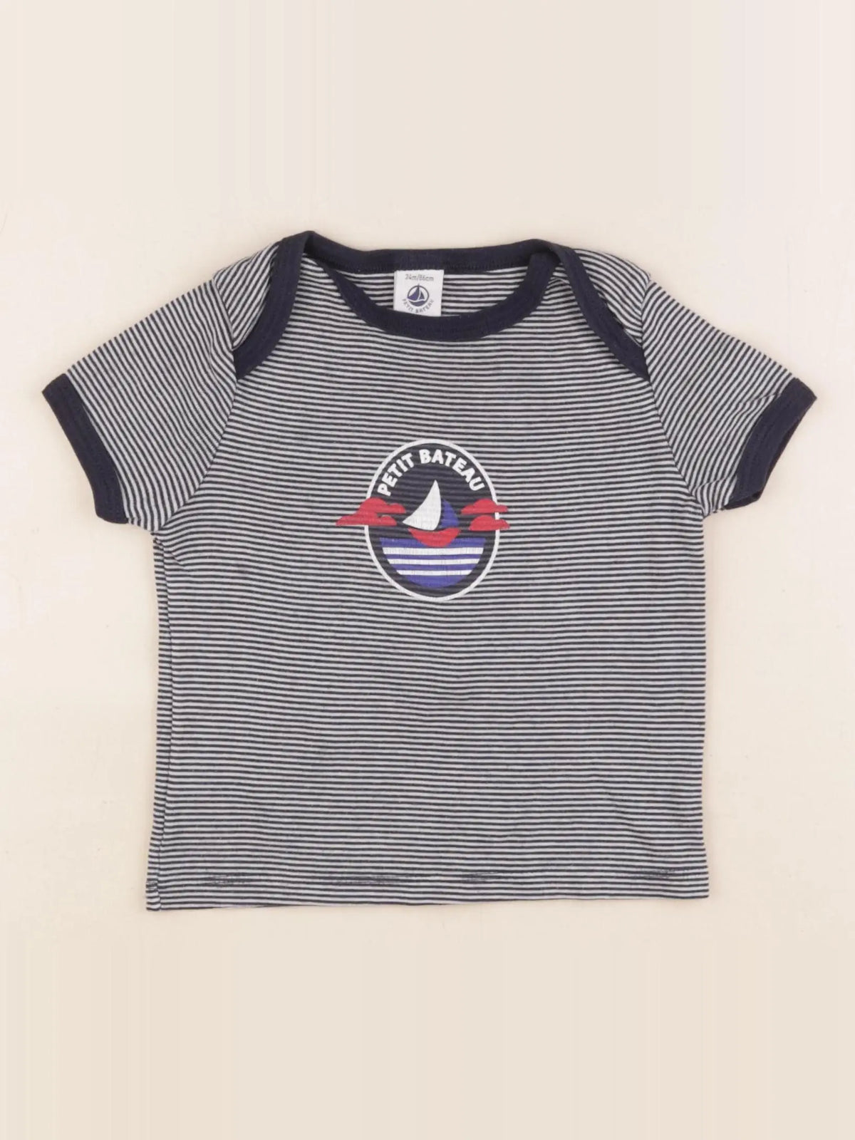 Petit Bateau - maillot de corps bleu, blanc - 24 mois