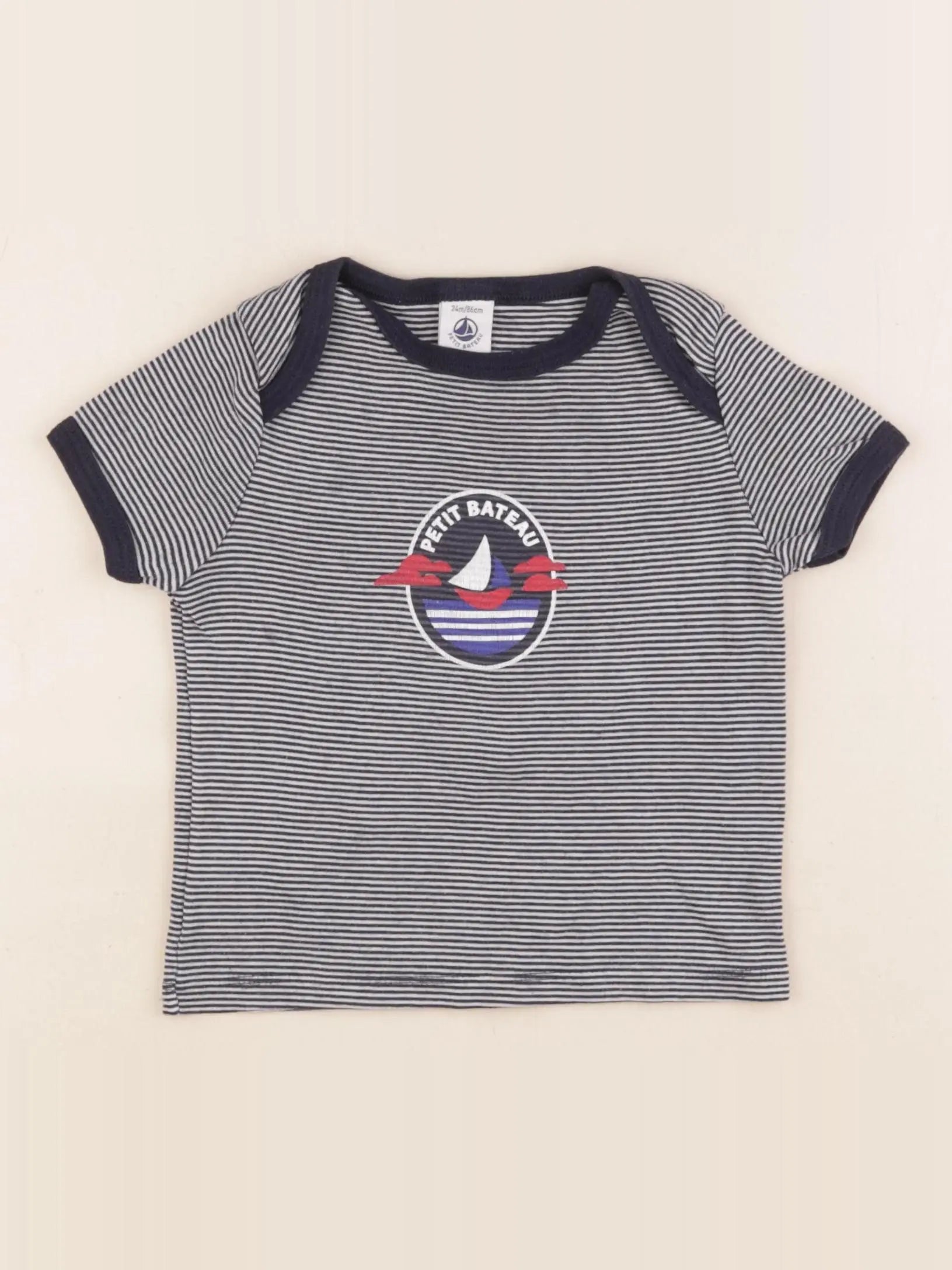 Petit Bateau - maillot de corps bleu, blanc - 24 mois