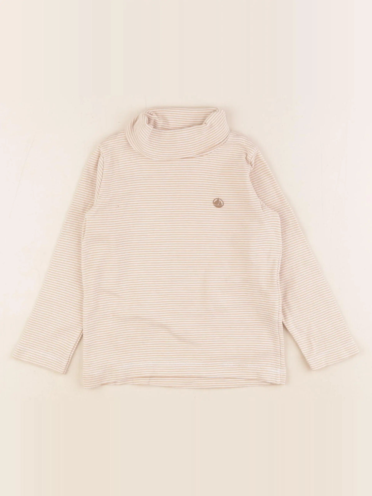 Petit Bateau - sous-pull beige, blanc - 3 ans