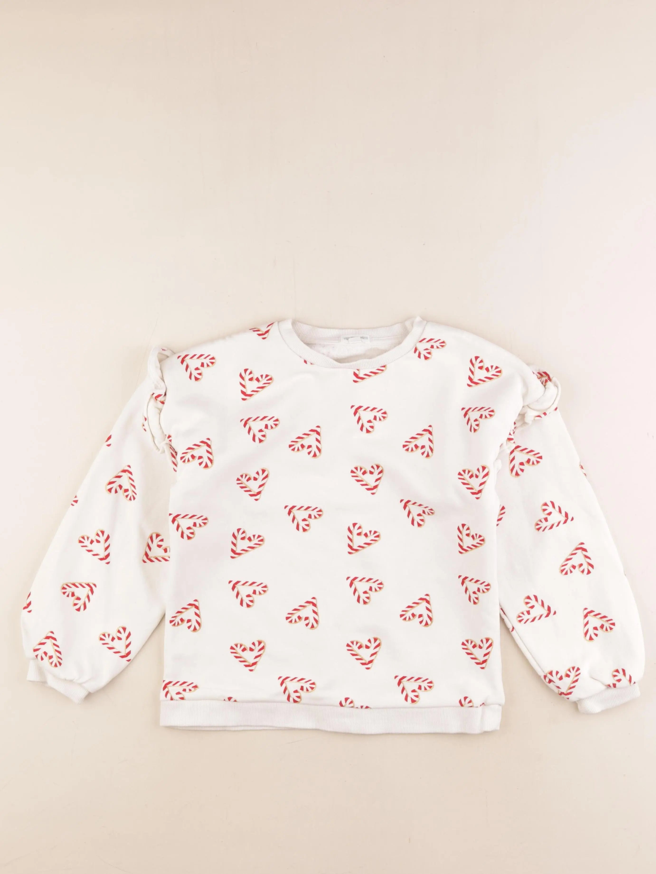 Vertbaudet - sweat blanc, rouge - 8 ans