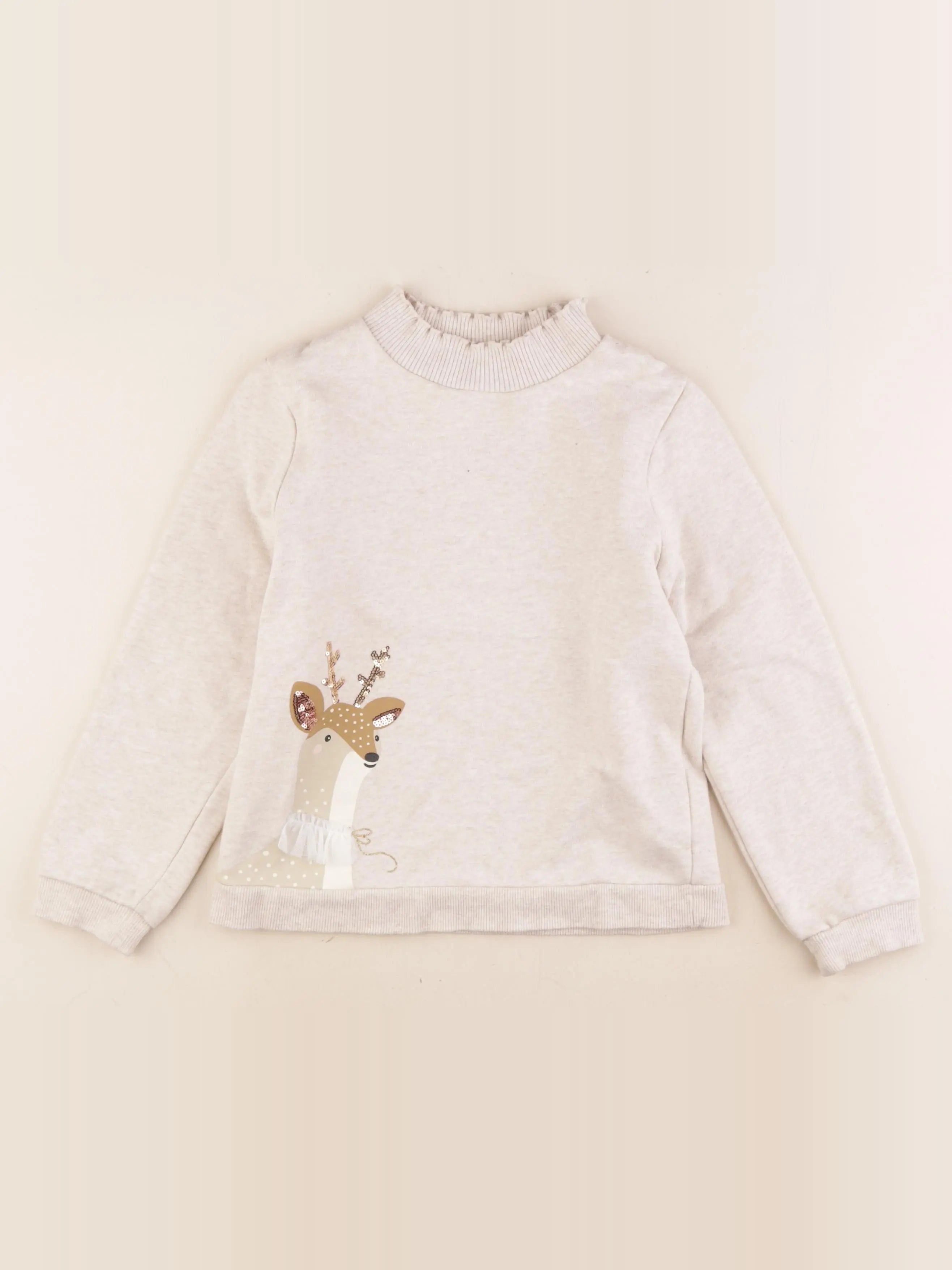 Vertbaudet - sweat beige - 8 ans