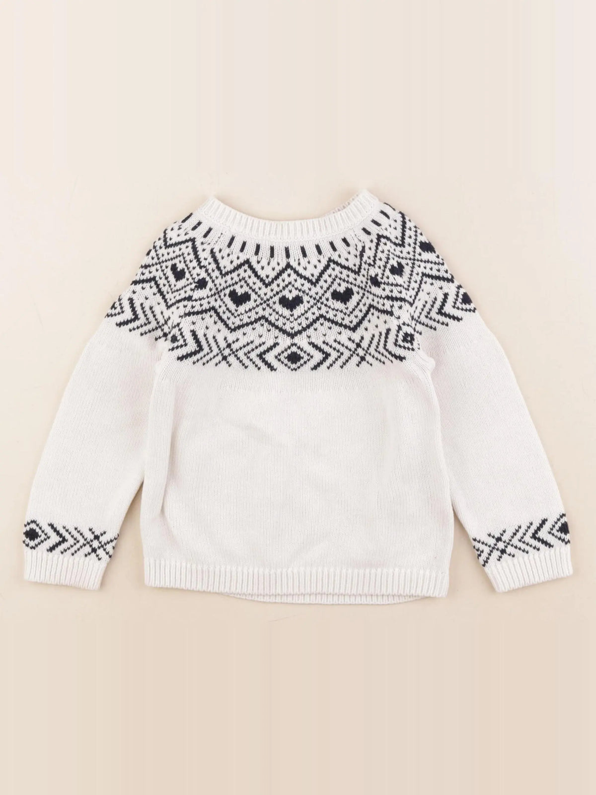 Vertbaudet - pull blanc, bleu - 24 mois