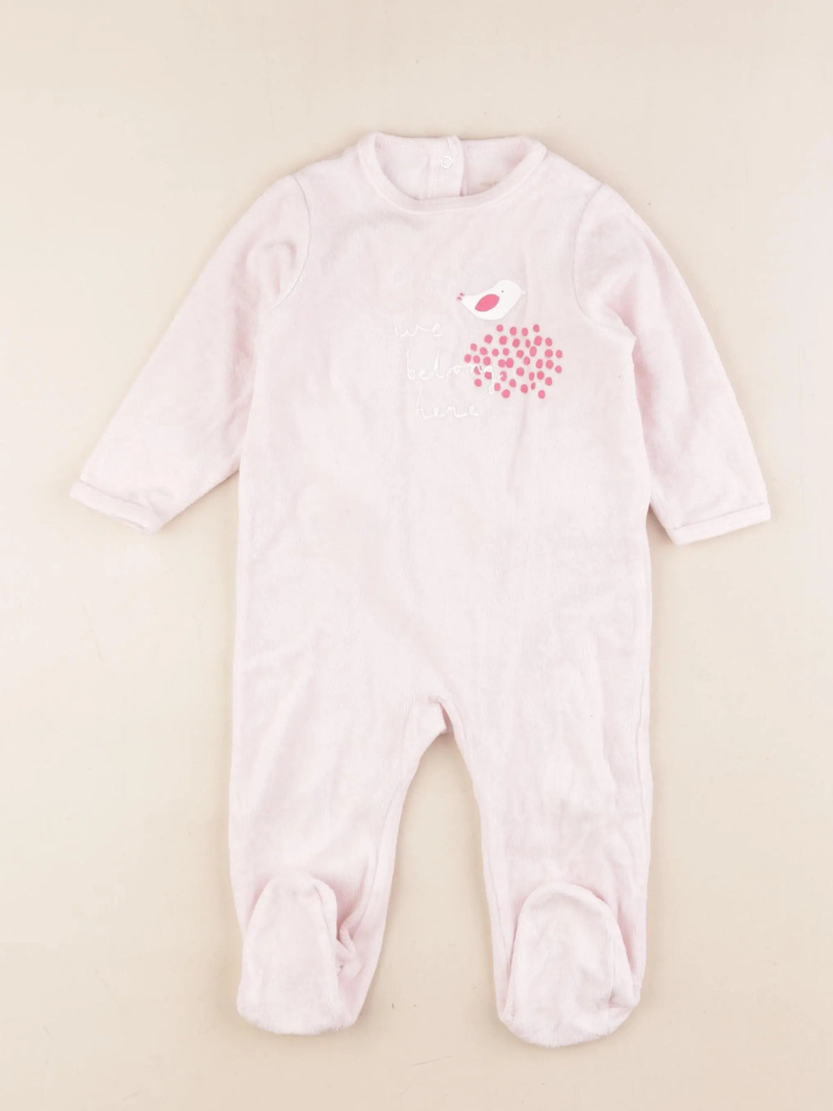 Vertbaudet - pyjama velours rose - 9 mois