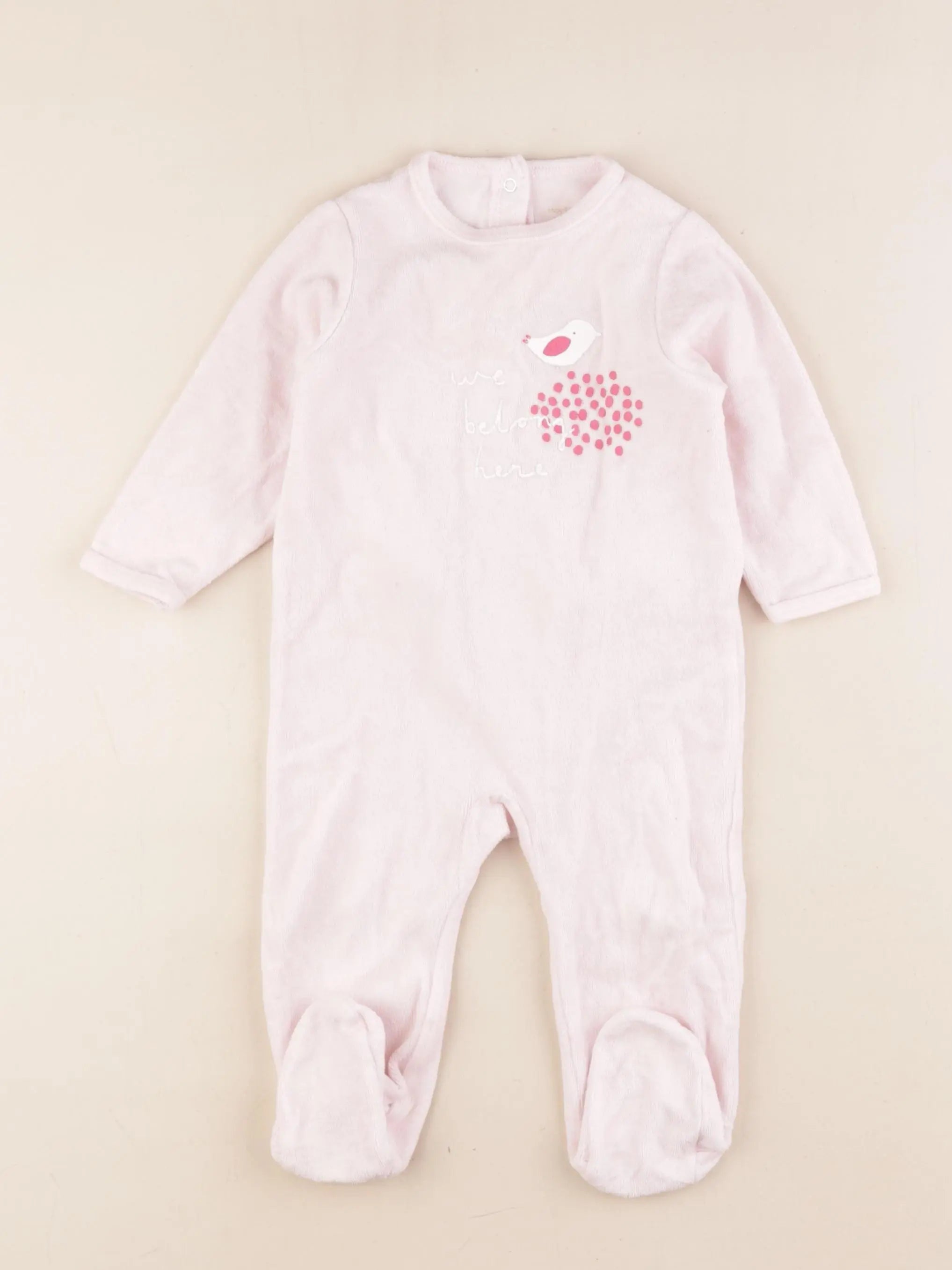 Vertbaudet - pyjama velours rose - 9 mois