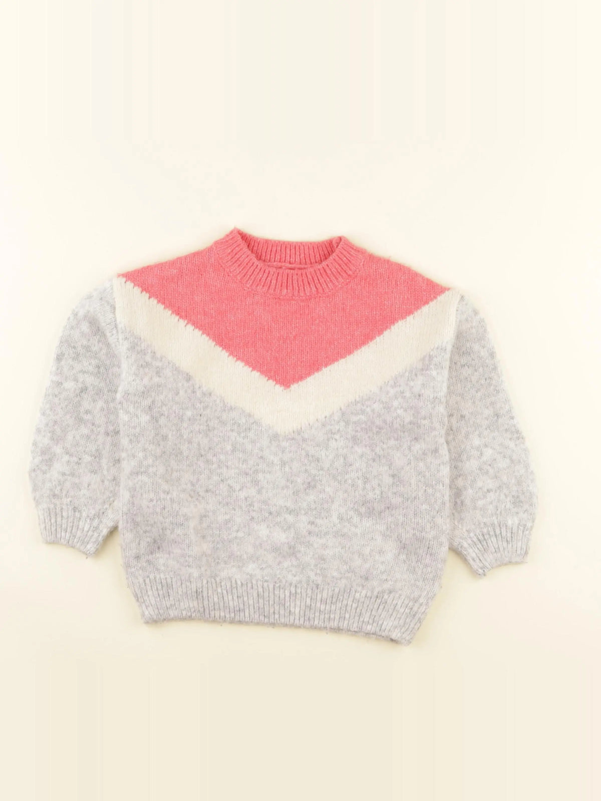 Vertbaudet - pull rose, gris - 3 ans