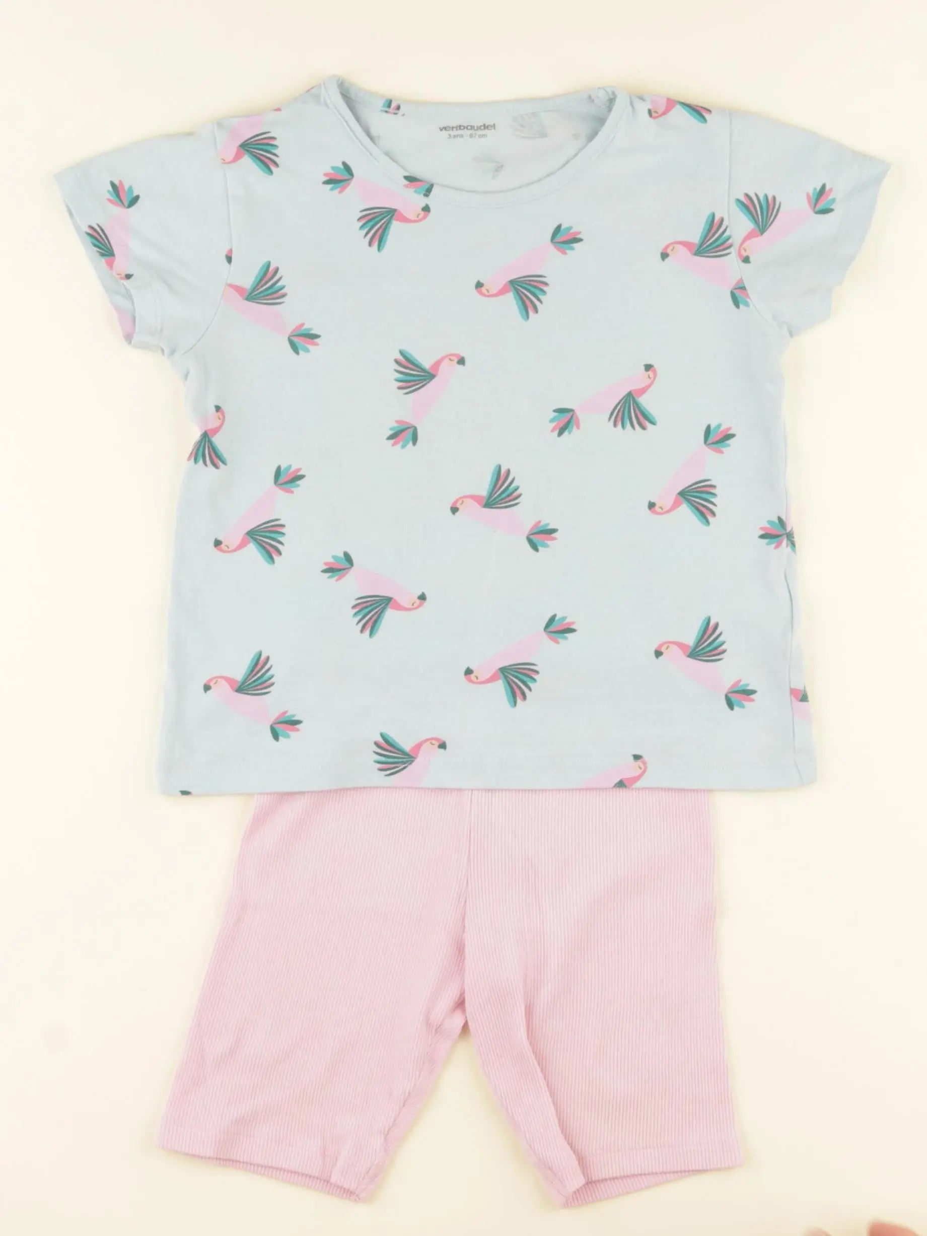 Vertbaudet - pyjama coton rose, bleu - 3 ans