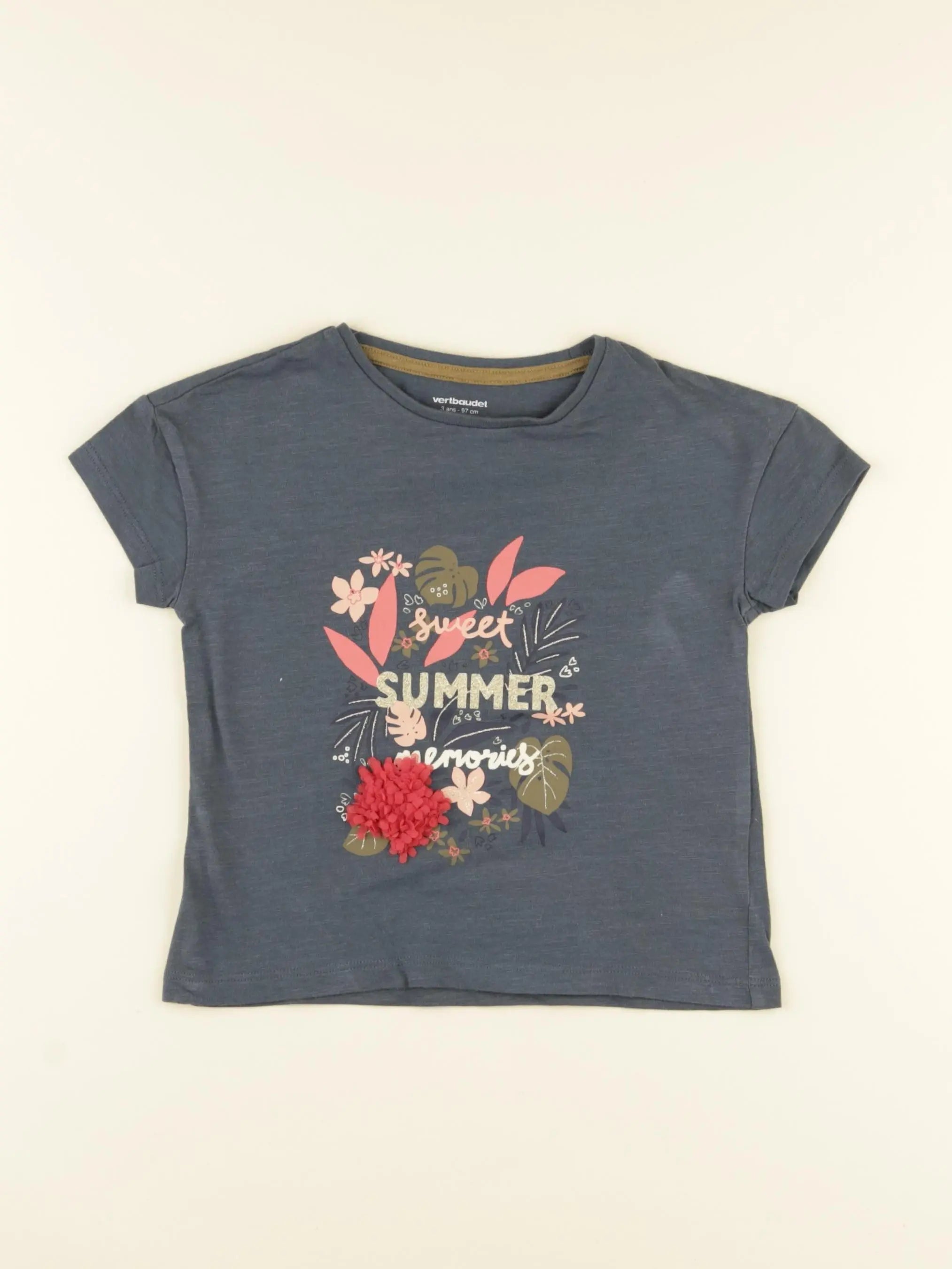 Vertbaudet - tee-shirt bleu - 3 ans