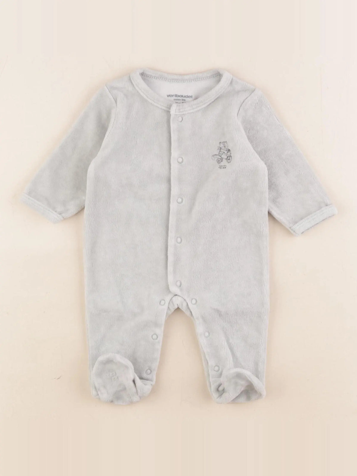 Vertbaudet - pyjama velours vert - 1 mois