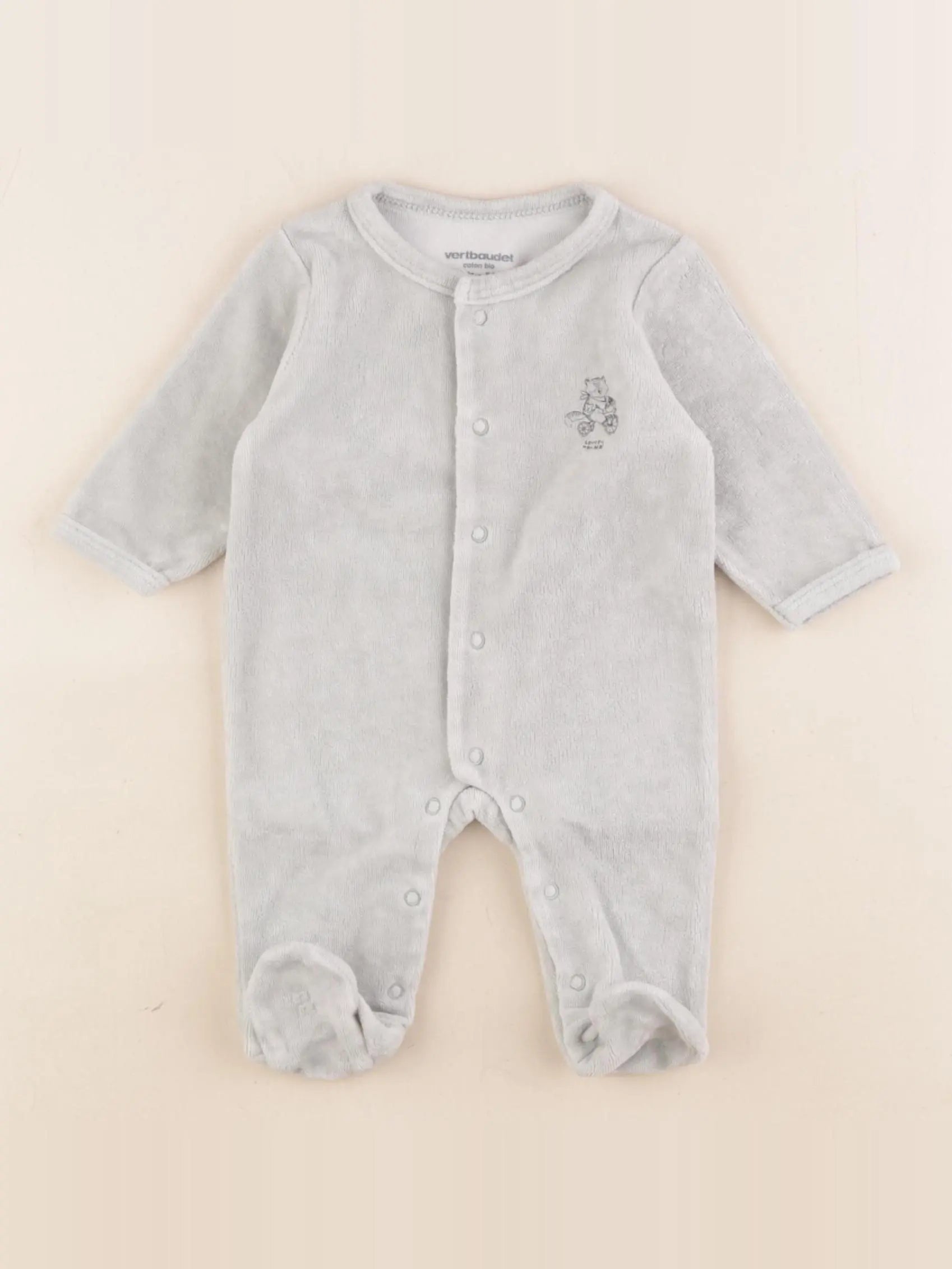 Vertbaudet - pyjama velours vert - 1 mois