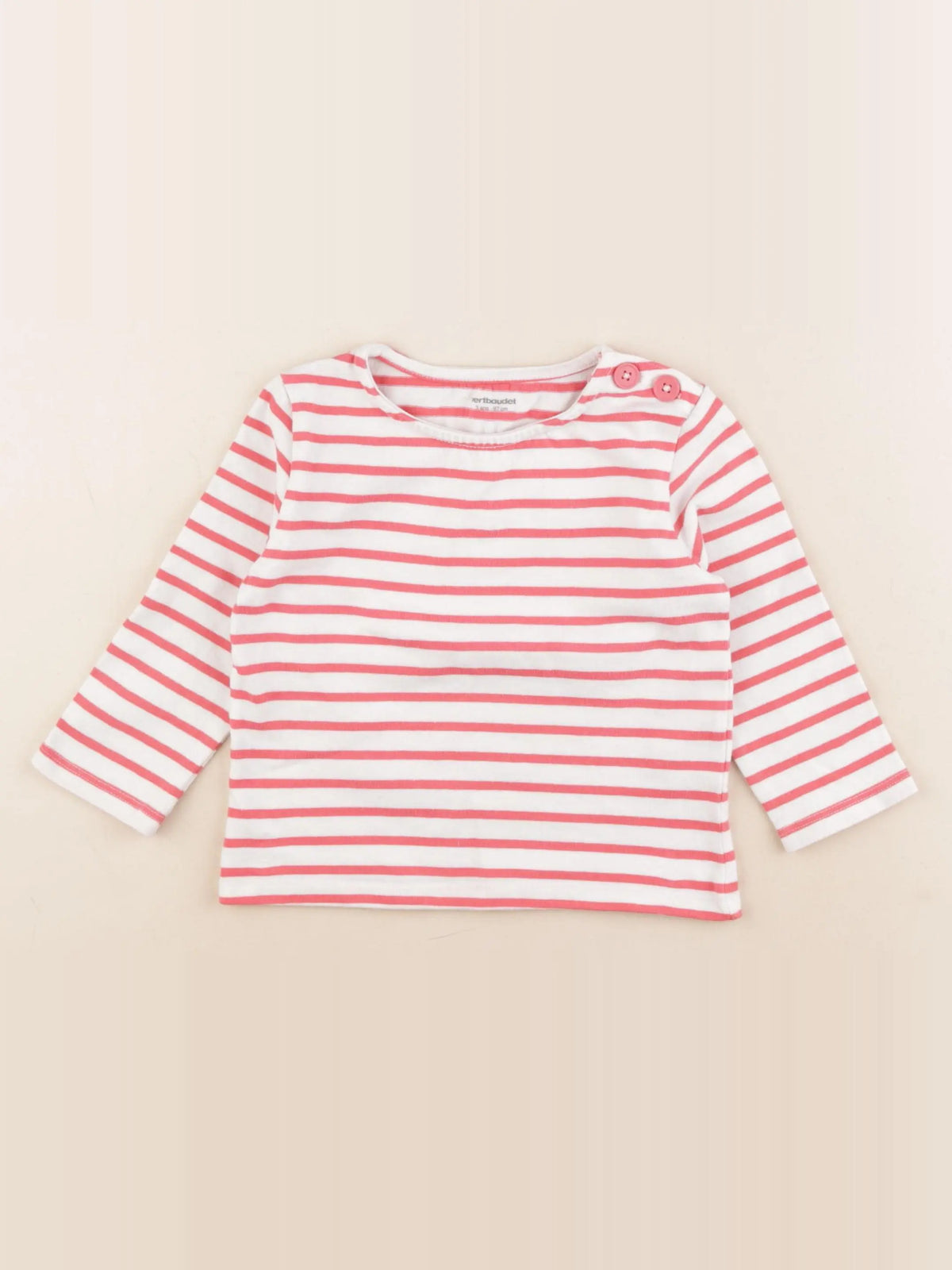 Vertbaudet - tee-shirt blanc, rose - 3 ans