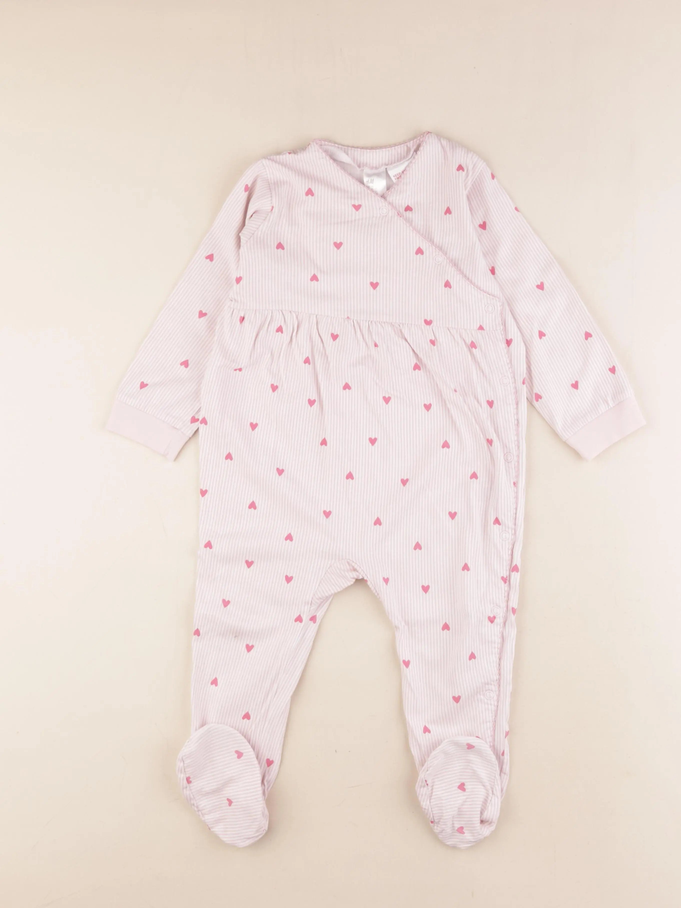 H&M - pyjama coton blanc, rose - 18/24 mois