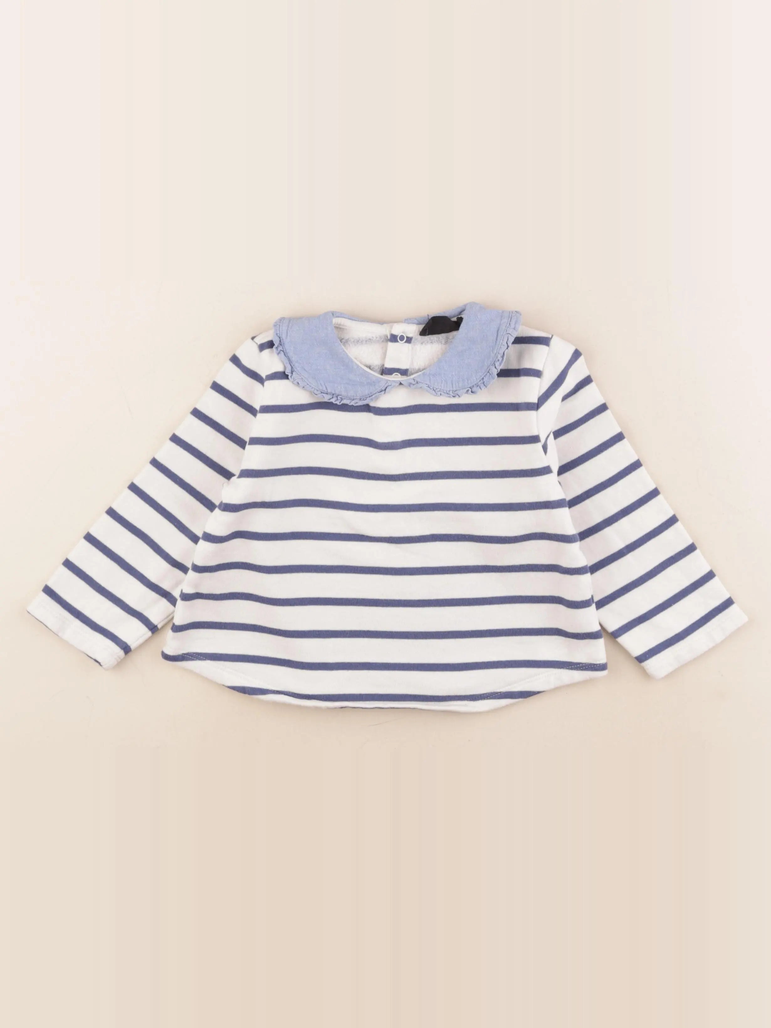 Monoprix - sweat beige, bleu - 3 ans