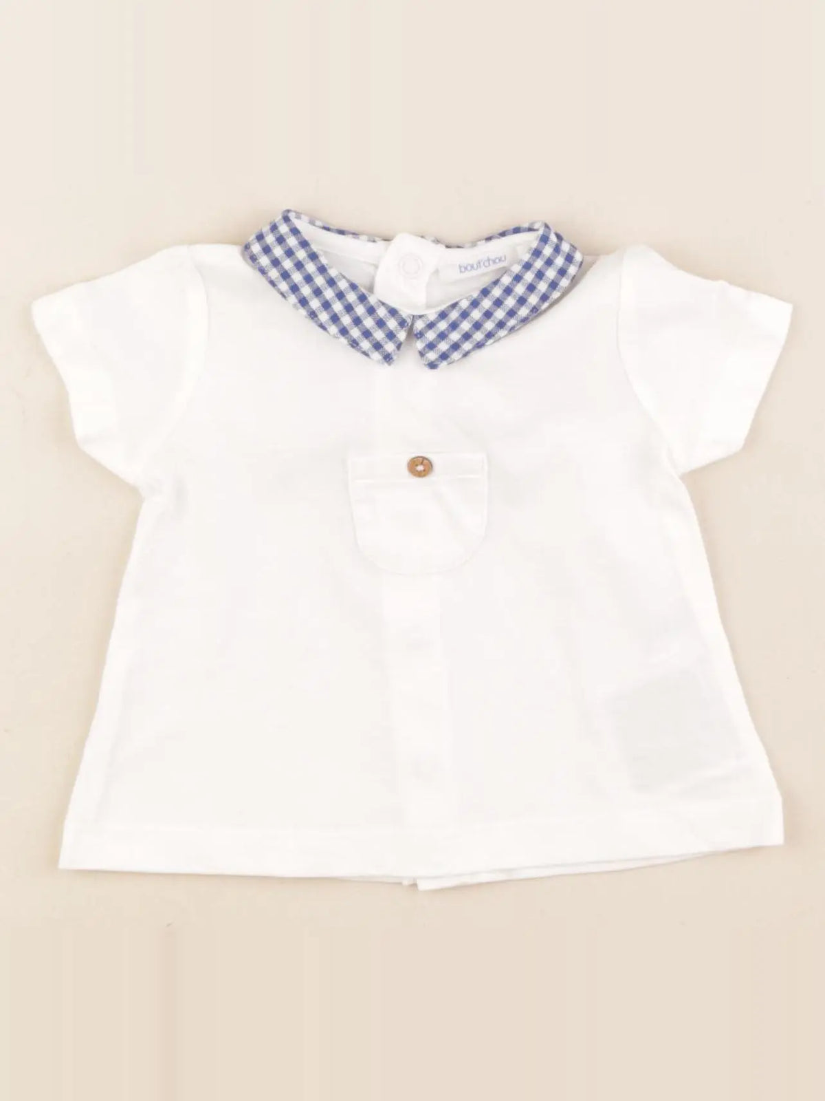 Boutchou - tee-shirt blanc, bleu - 3 mois