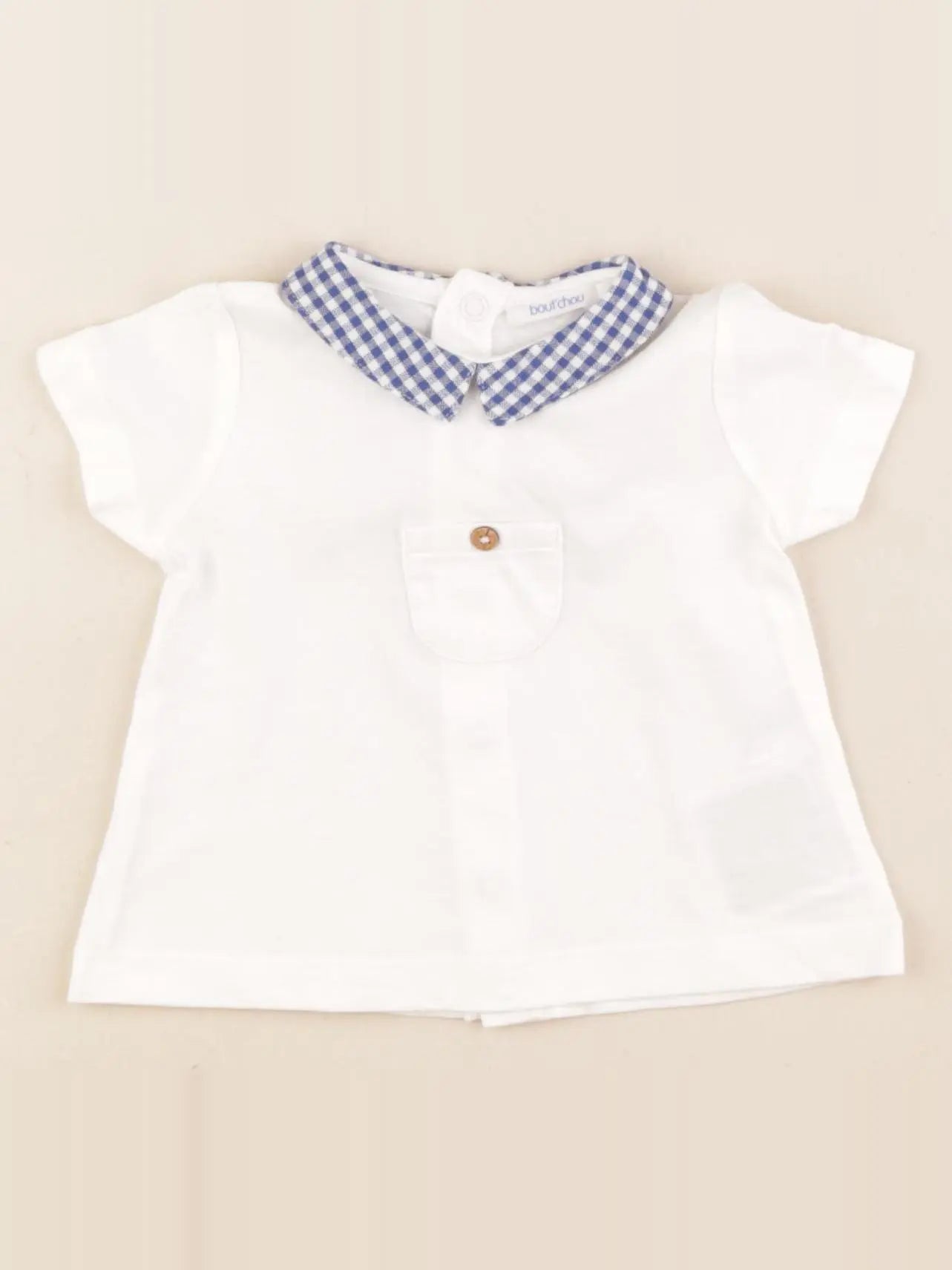 Boutchou - tee-shirt blanc, bleu - 3 mois