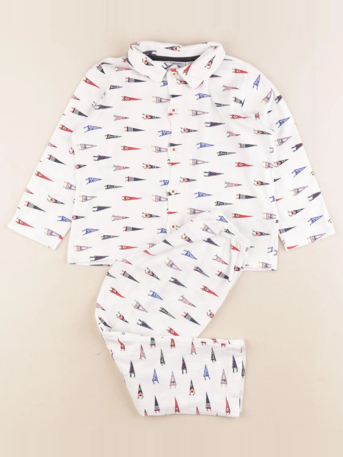 Petit Bateau - pyjama coton blanc - 4 ans