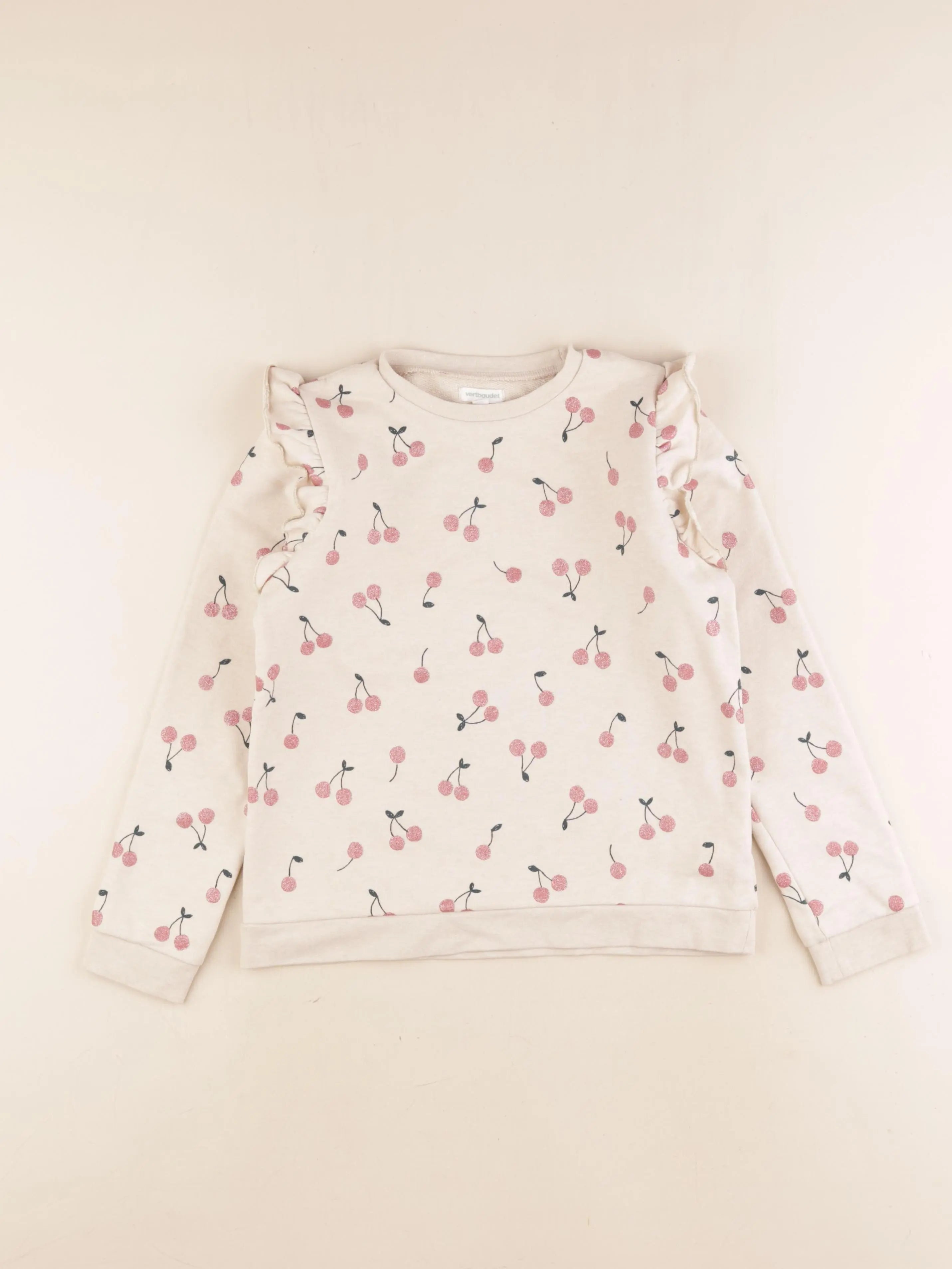 Vertbaudet - sweat marron, rose - 10 ans