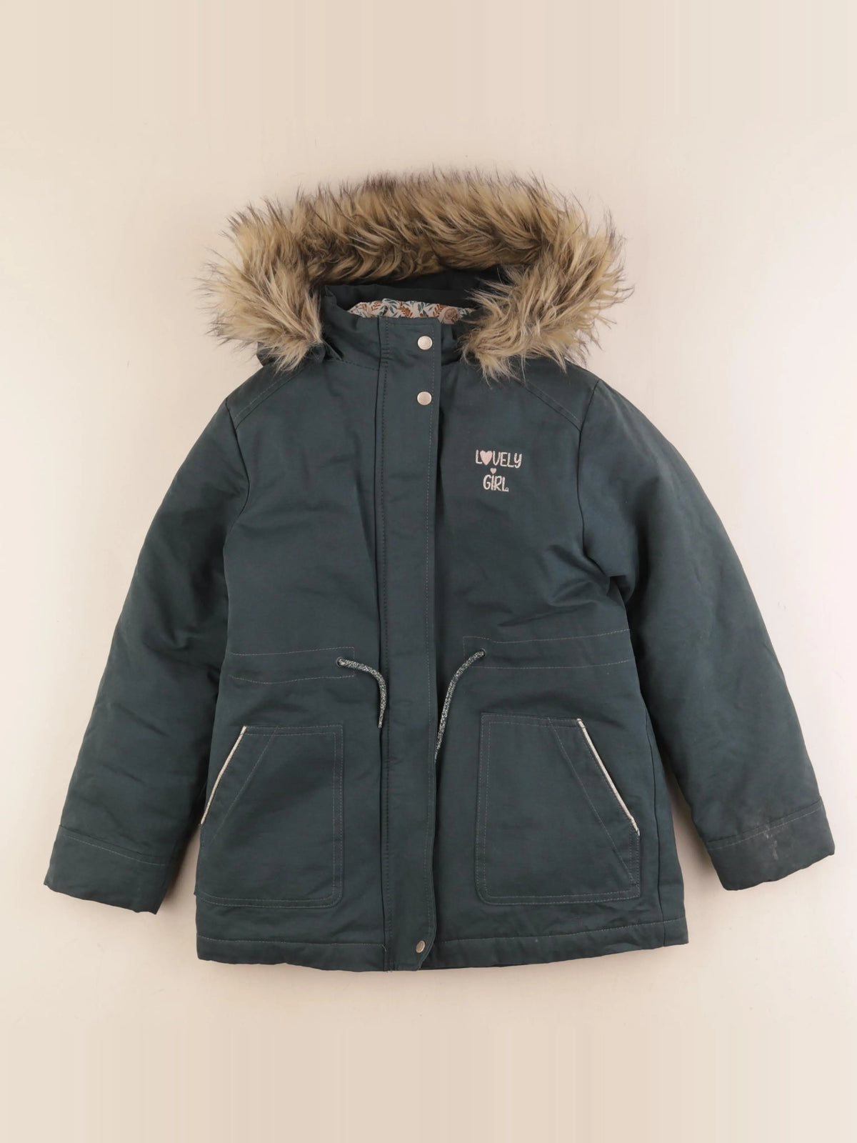 Vertbaudet - manteau doublure amovible vert - 9 ans