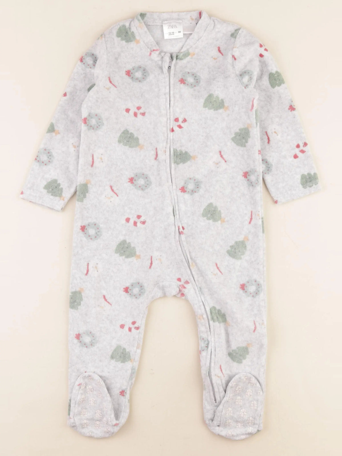 Zara - pyjama velours gris - 12/18 mois