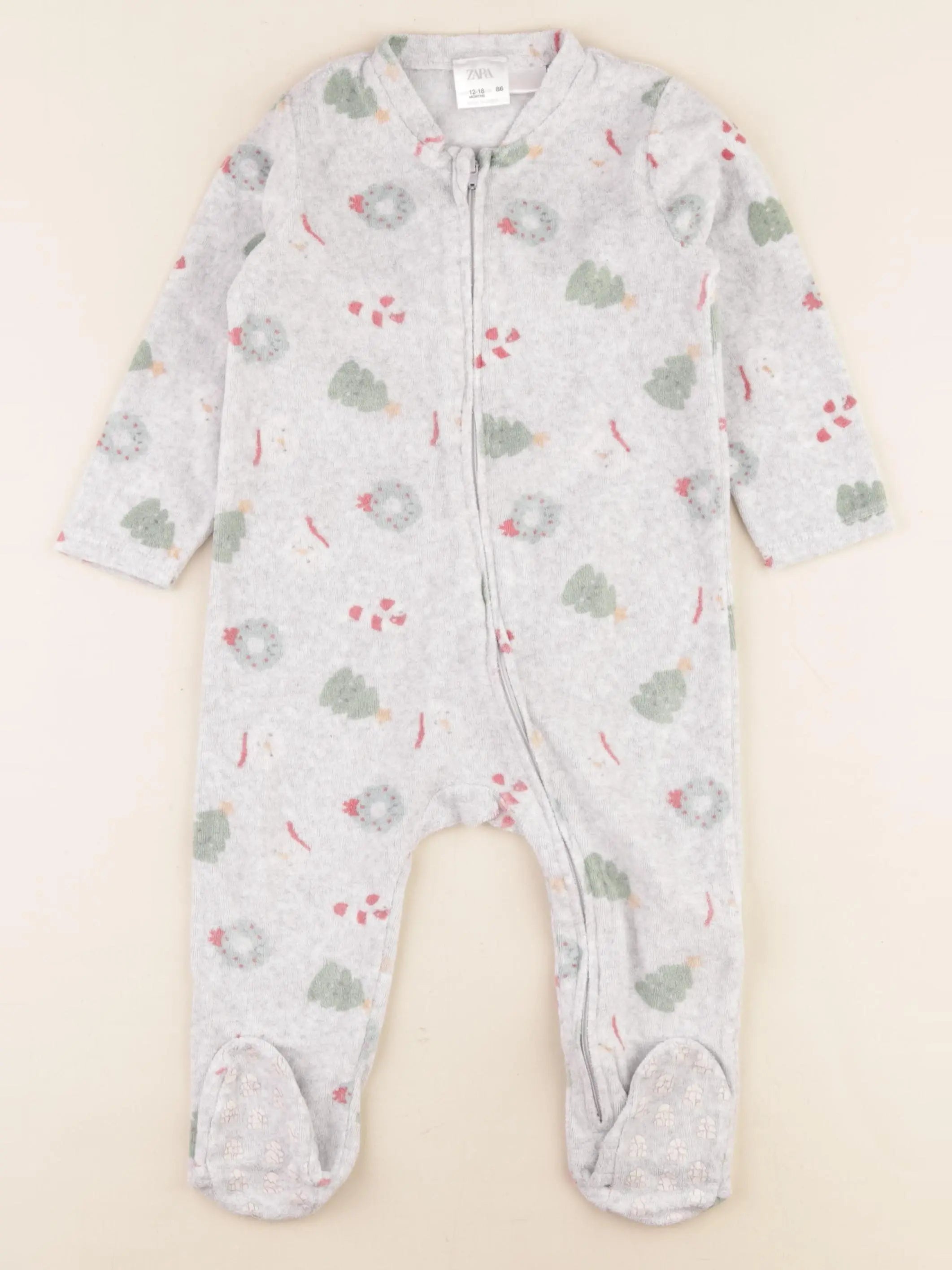 Zara - pyjama velours gris - 12/18 mois