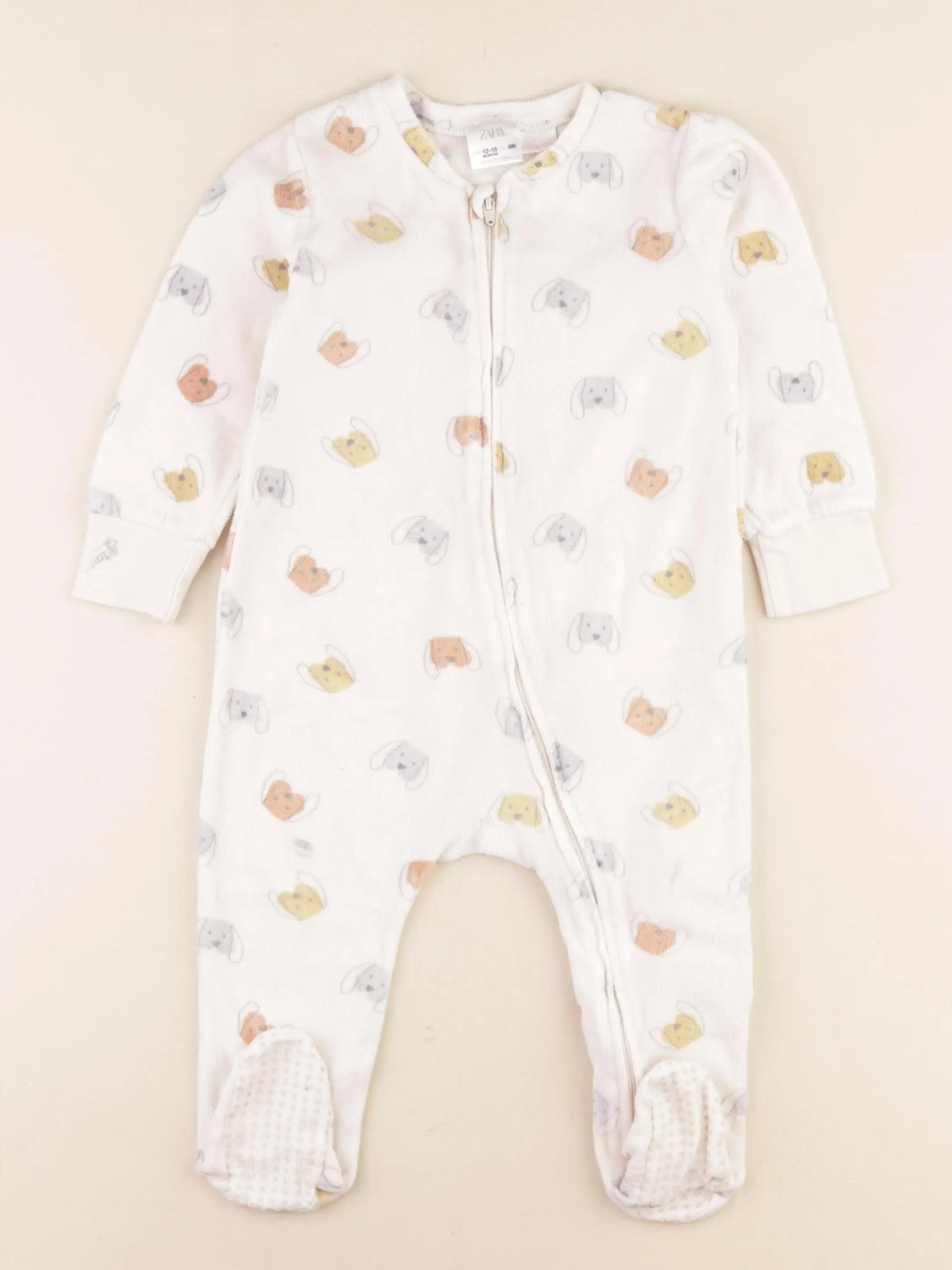 Zara - pyjama velours beige - 12/18 mois