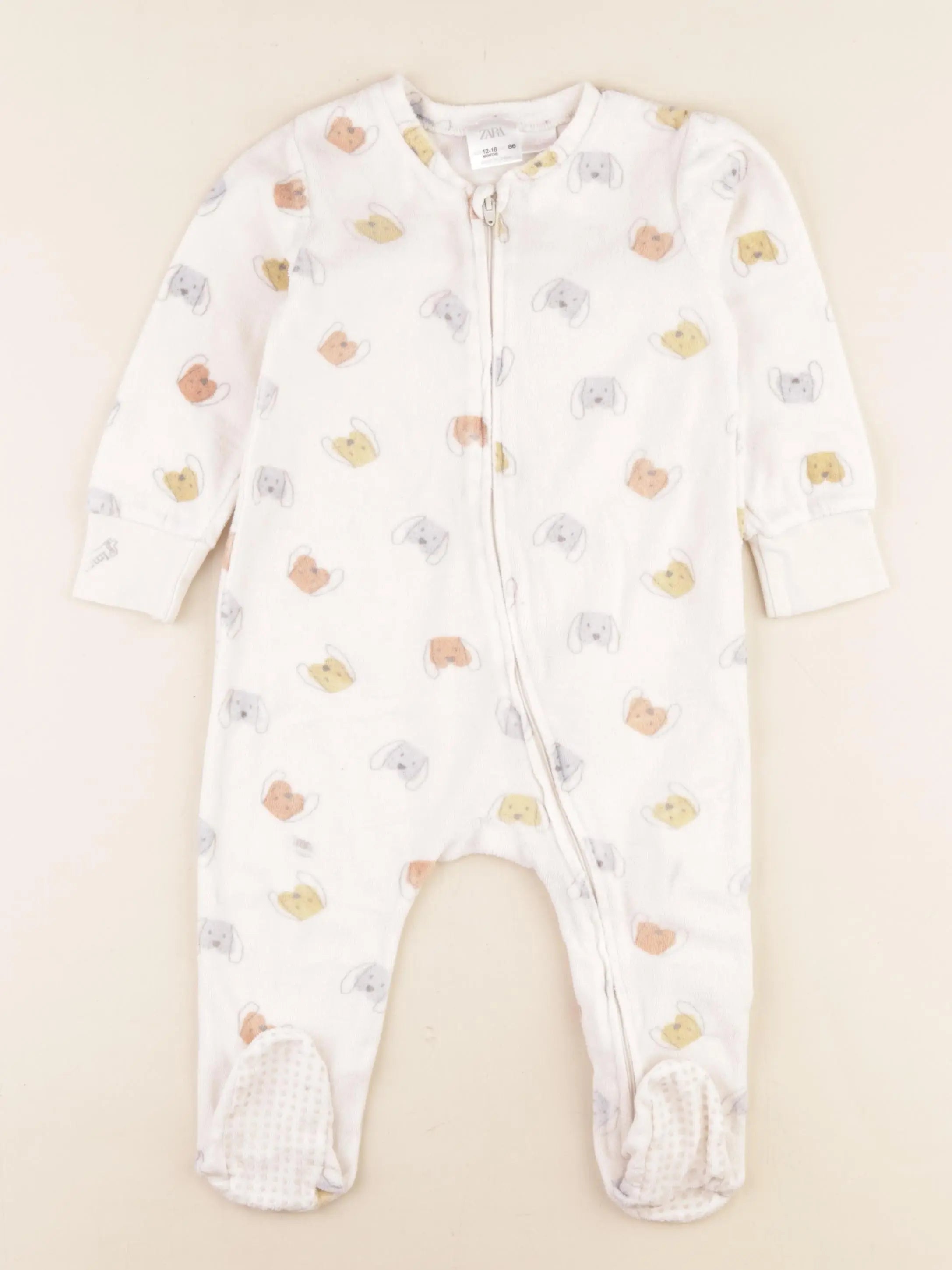 Zara - pyjama velours beige - 12/18 mois