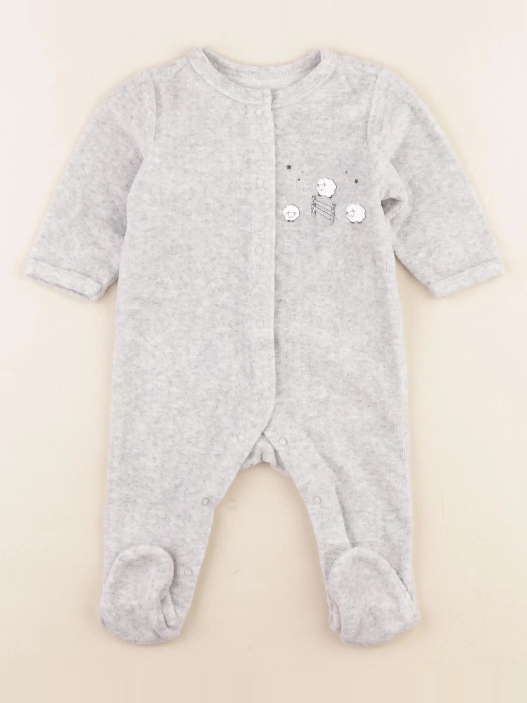 Vertbaudet - pyjama velours gris - 3 mois